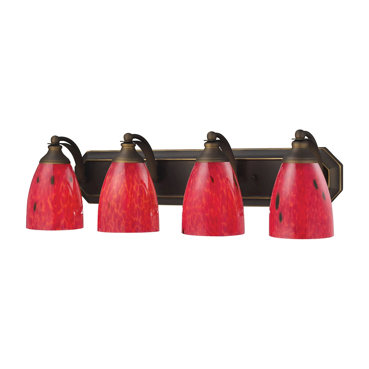 ELK Lighting 570-4B-FR Mix-N-Match Vanity 4-Light Wall Lamp in Aged Bronze with Fire Red Glass