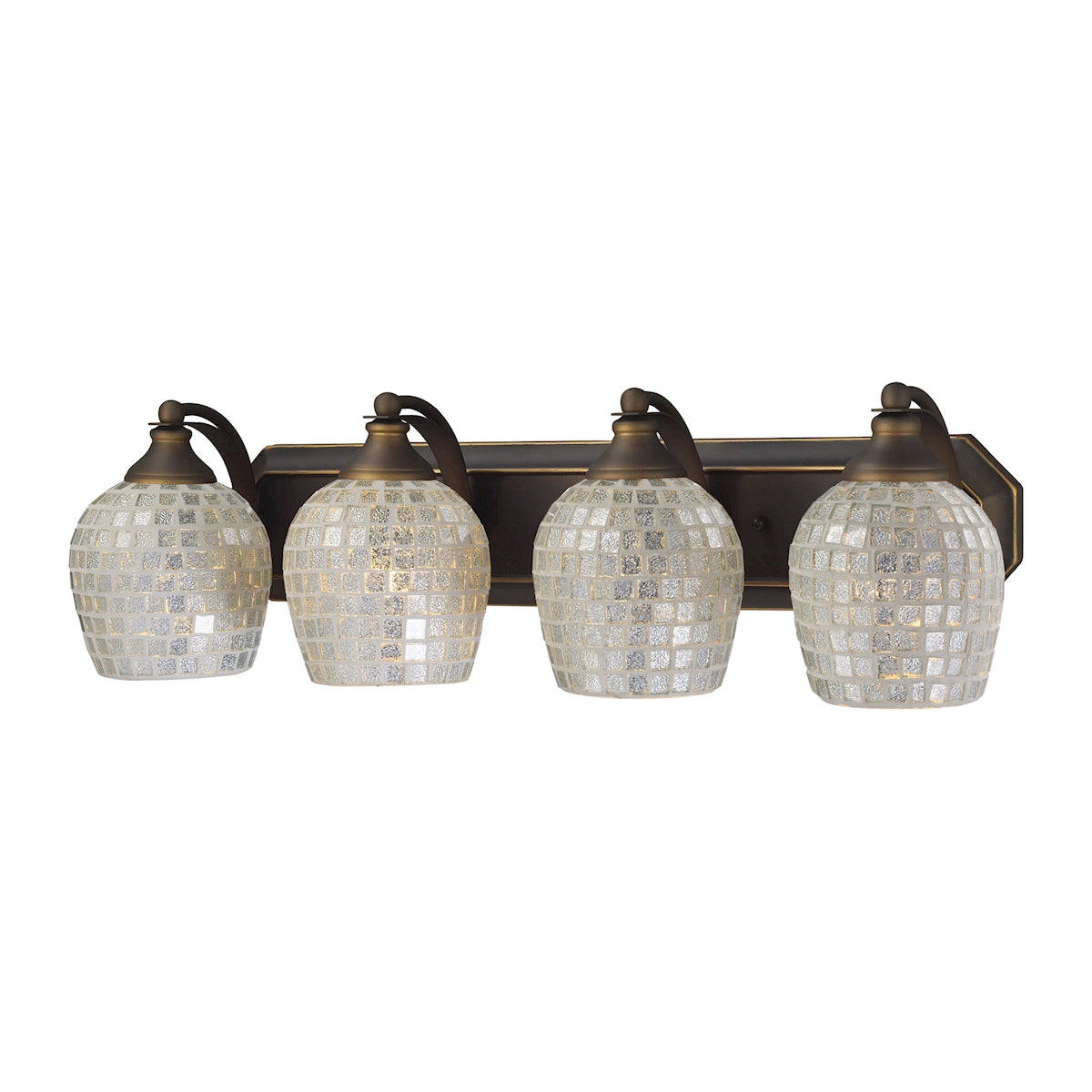 ELK Lighting 570-4B-SLV Mix-N-Match Vanity 4-Light Wall Lamp in Aged Bronze with Silver Glass