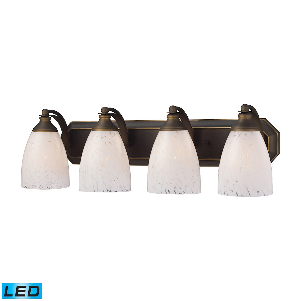 ELK Lighting 570-4B-SW-LED Mix-N-Match Vanity 4-Light Wall Lamp in Aged Bronze with Snow White Glass - Includes LED Bulbs