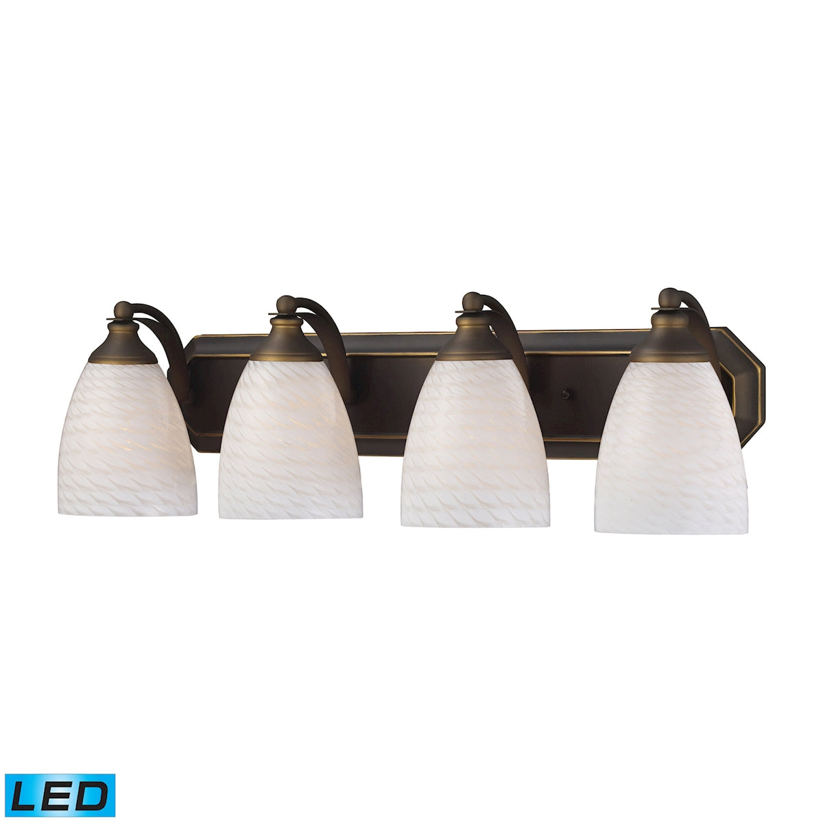ELK Lighting 570-4B-WS-LED Mix-N-Match Vanity 4-Light Wall Lamp in Aged Bronze with White Swirl Glass - Includes LED Bulbs