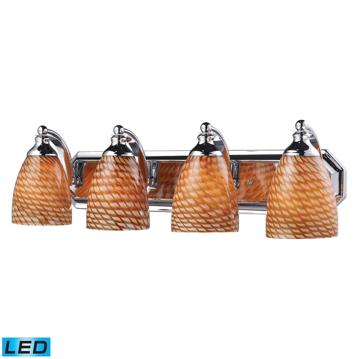 ELK Lighting 570-4C-C-LED Mix and Match Vanity 4-Light Wall Lamp in Chrome with Cocoa Glass - Includes LED Bulbs