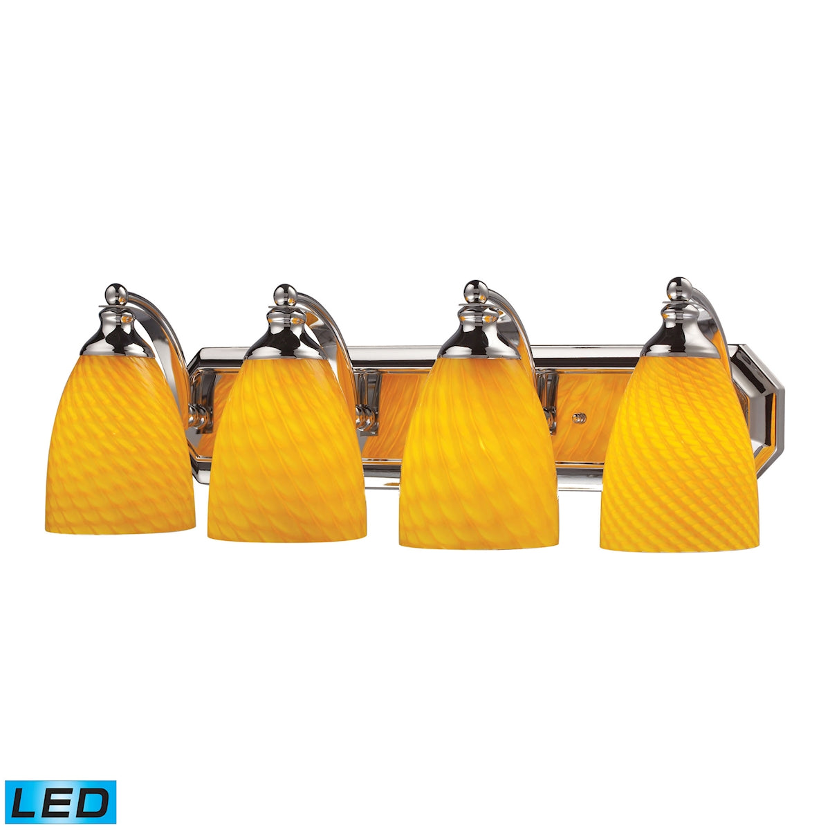 ELK Lighting 570-4C-CN-LED Mix and Match Vanity 4-Light Wall Lamp in Chrome with Canary Glass - Includes LED Bulbs
