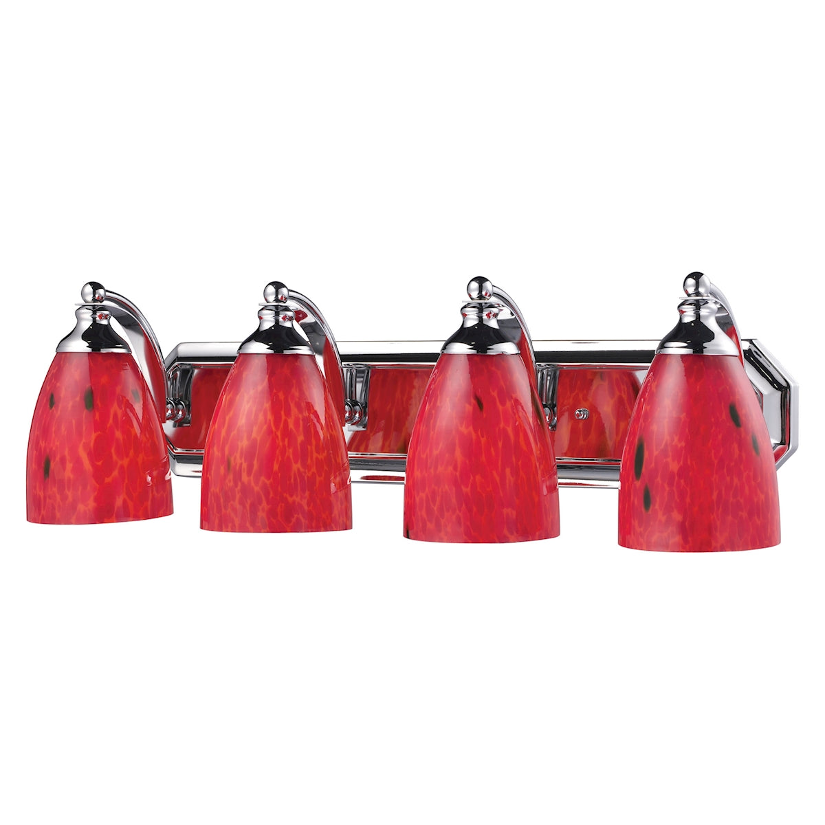 ELK Lighting 570-4C-FR Mix and Match Vanity 4-Light Wall Lamp in Chrome with Fire Red Glass