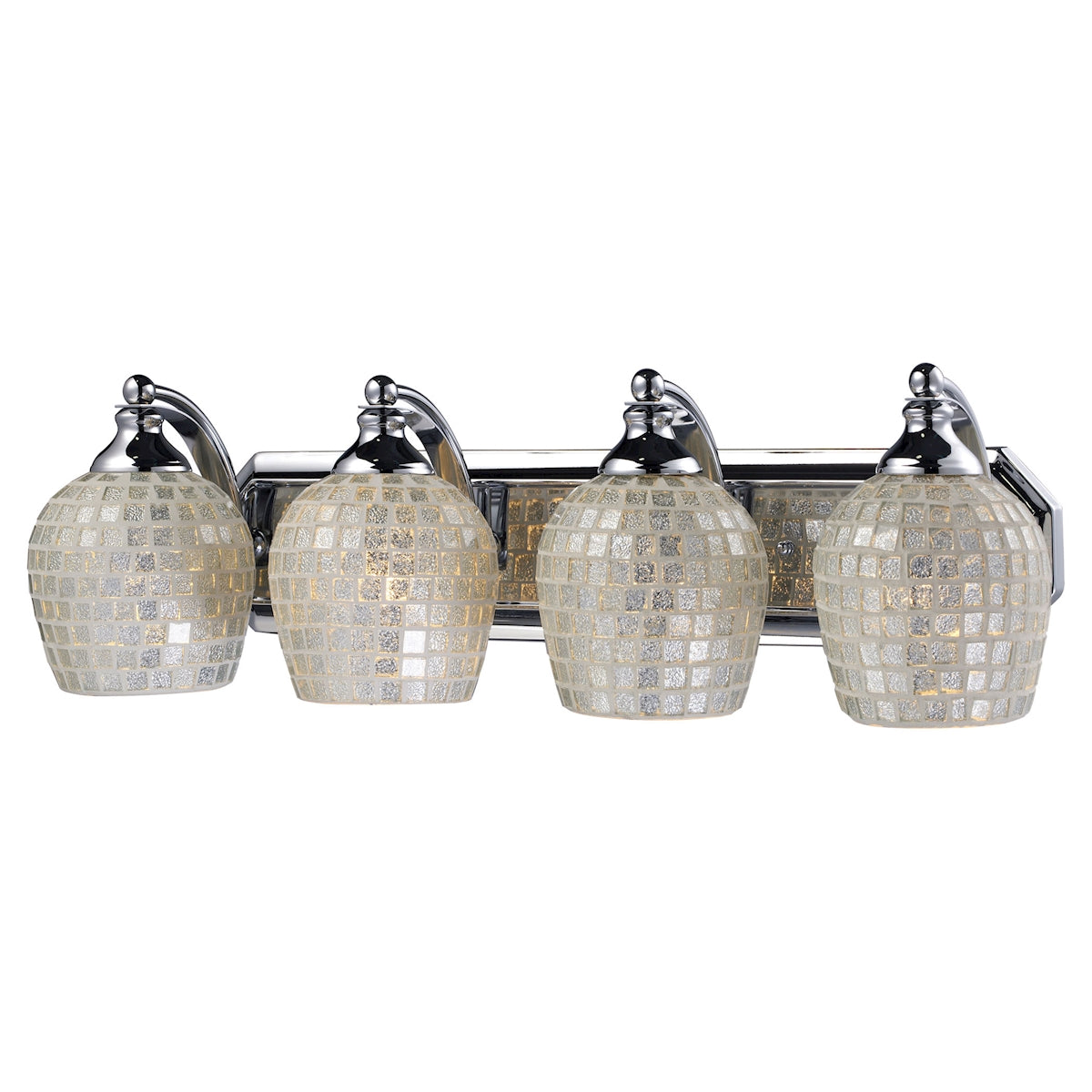 ELK Lighting 570-4C-SLV Mix and Match Vanity 4-Light Wall Lamp in Chrome with Silver Glass