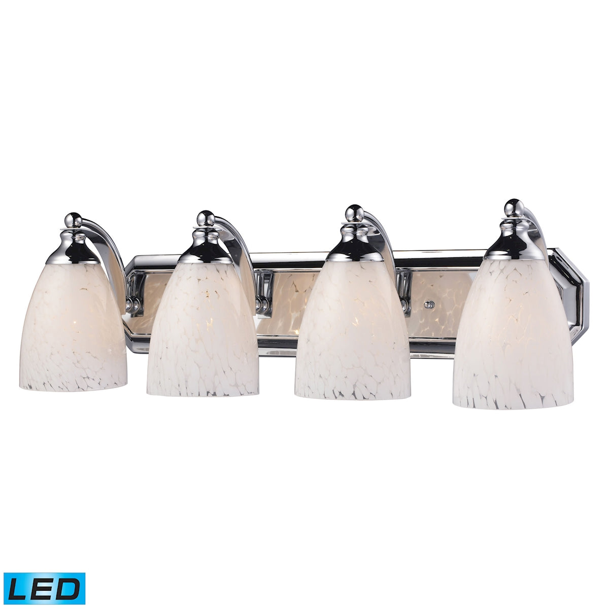 ELK Lighting 570-4C-SW-LED Mix and Match Vanity 4-Light Wall Lamp in Chrome with Snow White Glass - Includes LED Bulbs