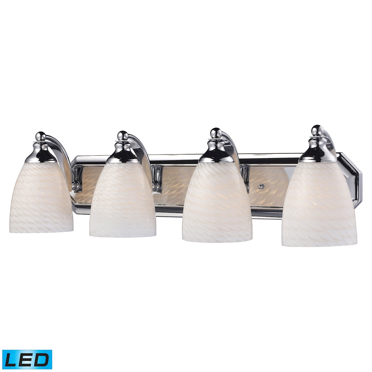 ELK Lighting 570-4C-WS-LED Mix and Match Vanity 4-Light Wall Lamp in Chrome with White Swirl Glass - Includes LED Bulbs