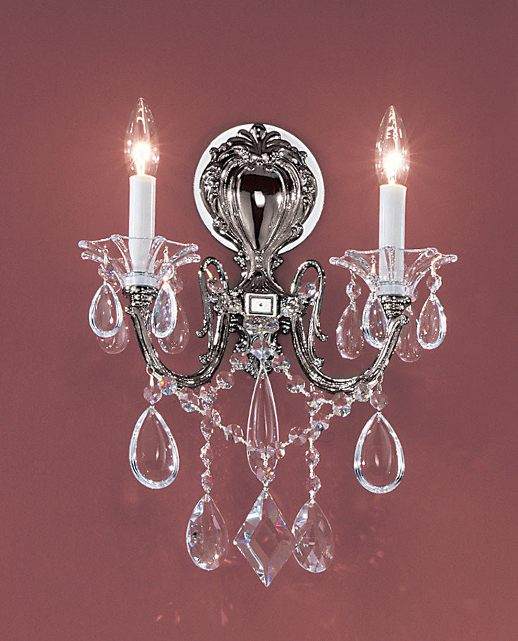Classic Lighting 57002 EP C Via Venteo Crystal Wall Sconce in Ebony Pearl (Imported from Spain)