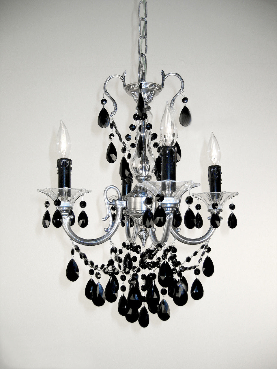 Classic Lighting 57004 MS CBK Via Venteo Crystal Mini Chandelier in Millennium Silver (Imported from Spain)