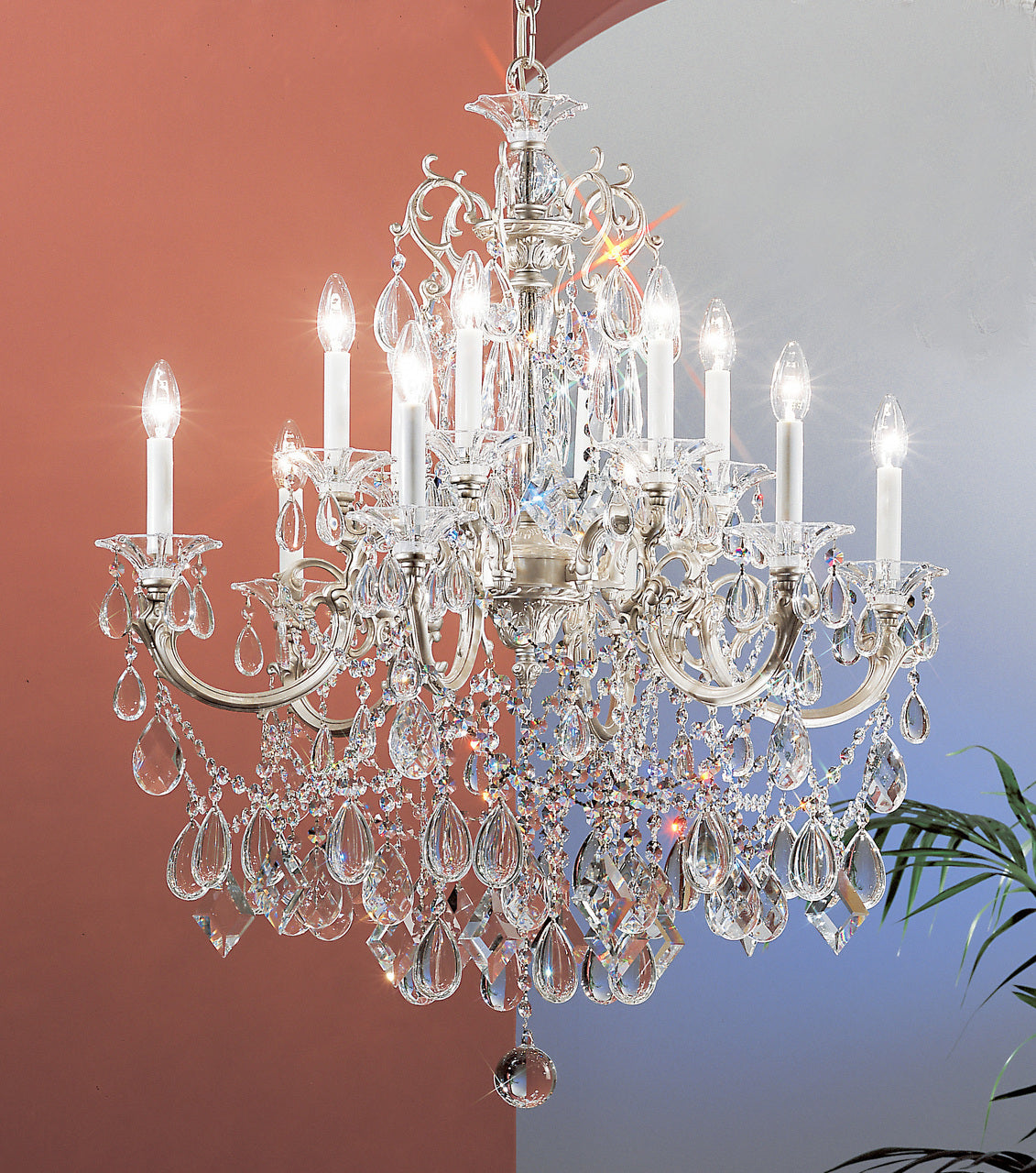 Classic Lighting 57024 CHP SJT Via Venteo Crystal Chandelier in Champagne Pearl (Imported from Spain)