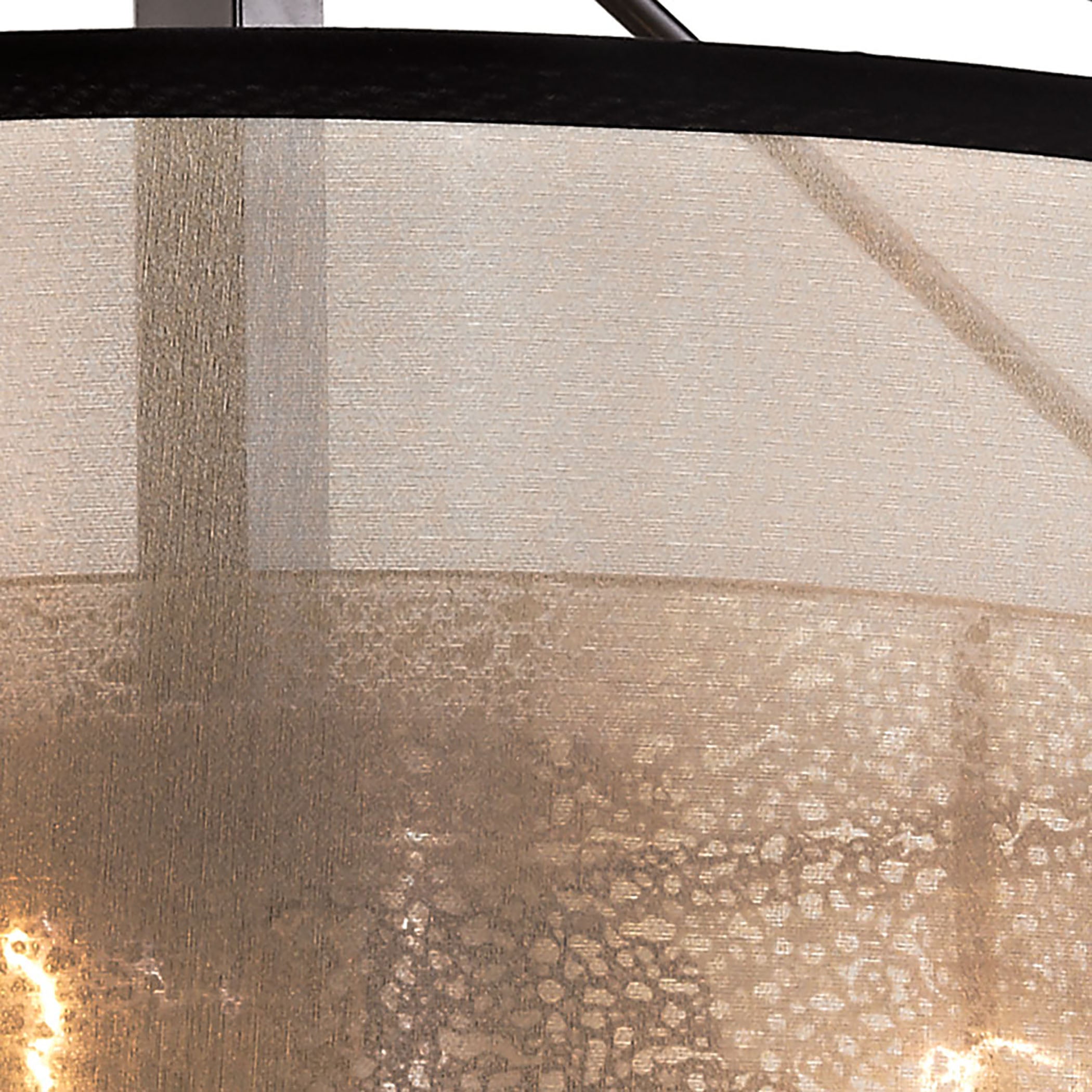 ELK Lighting 57024/3 Diffusion 3-Light Semi Flush in Oiled Bronze with Organza and Mercury Glass