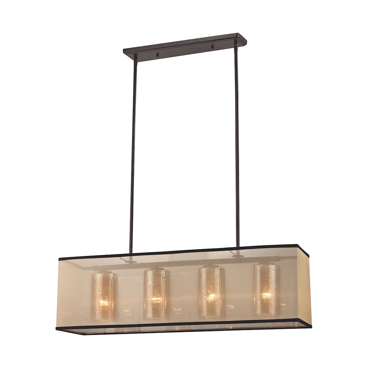 ELK Lighting 57028/4 Diffusion 4-Light Chandelier in Oiled Bronze with Organza and Mercury Glass