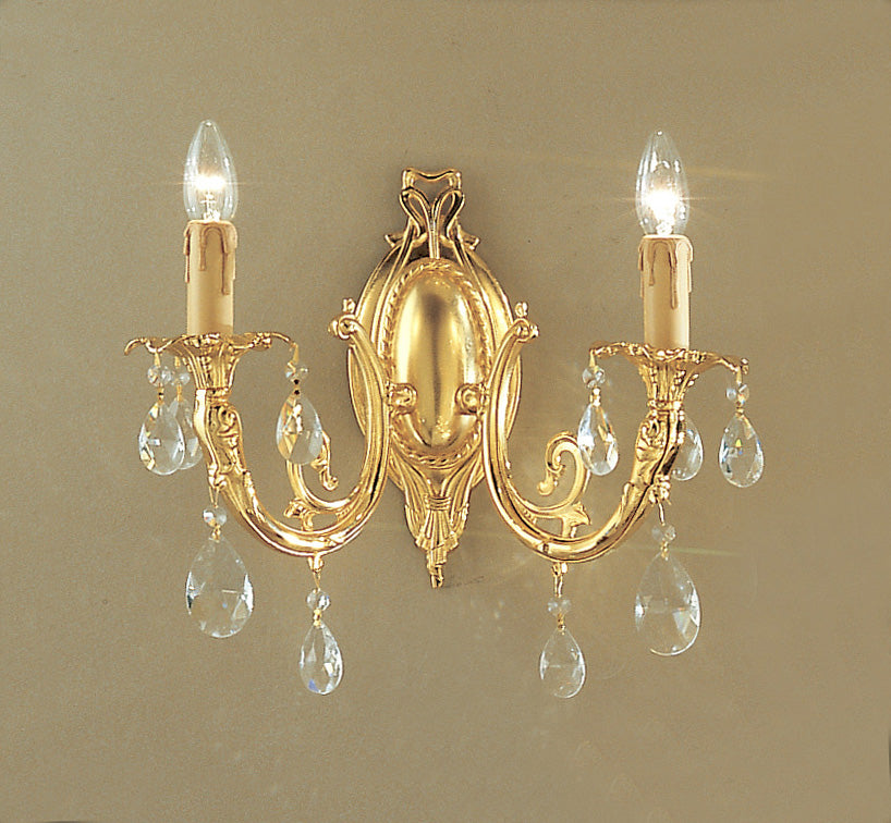 Classic Lighting 5702 G C Princeton Crystal/Cast Brass Wall Sconce in 24k Gold (Imported from Spain)