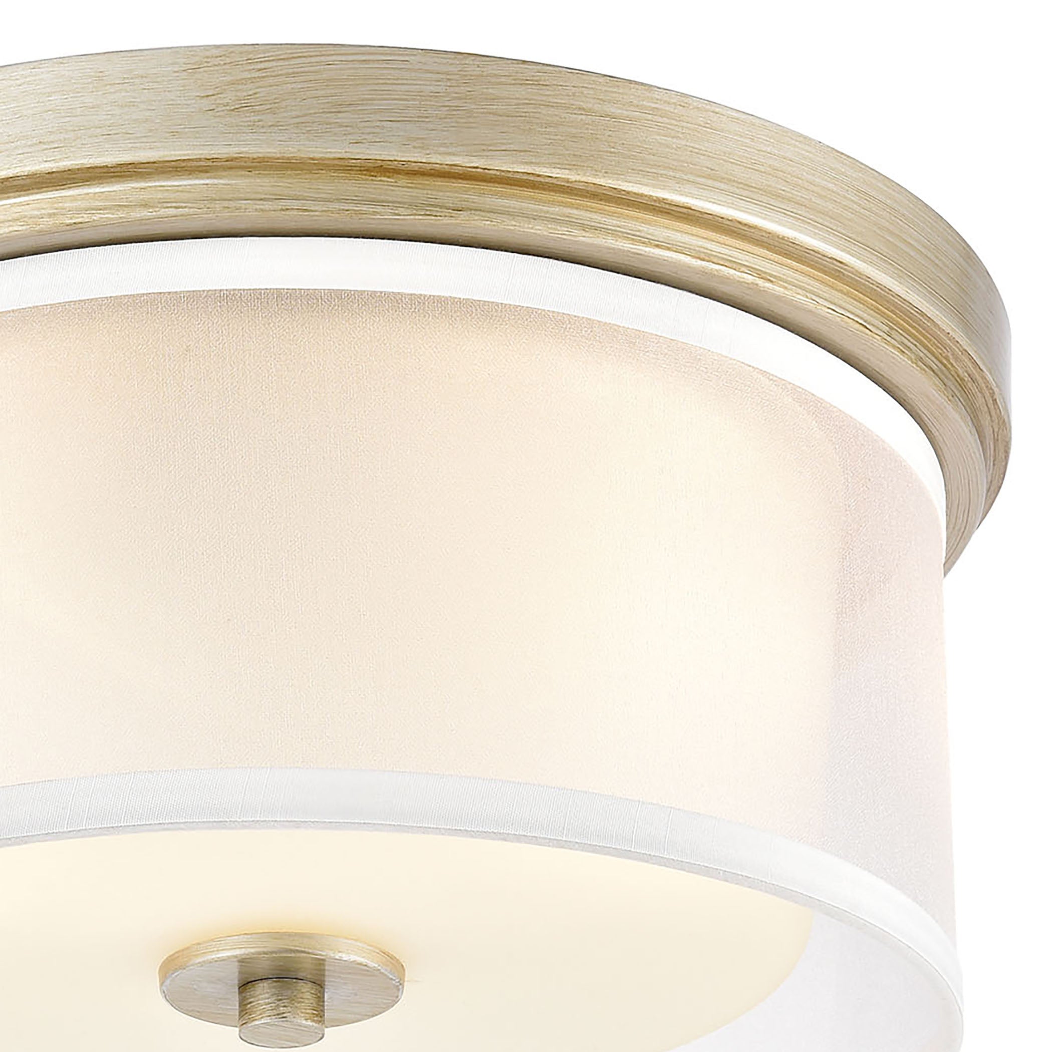 ELK Lighting 57035/2 Diffusion 2-Light Flush Mount in Aged Silver with Frosted Glass inside Silver Organza Shade