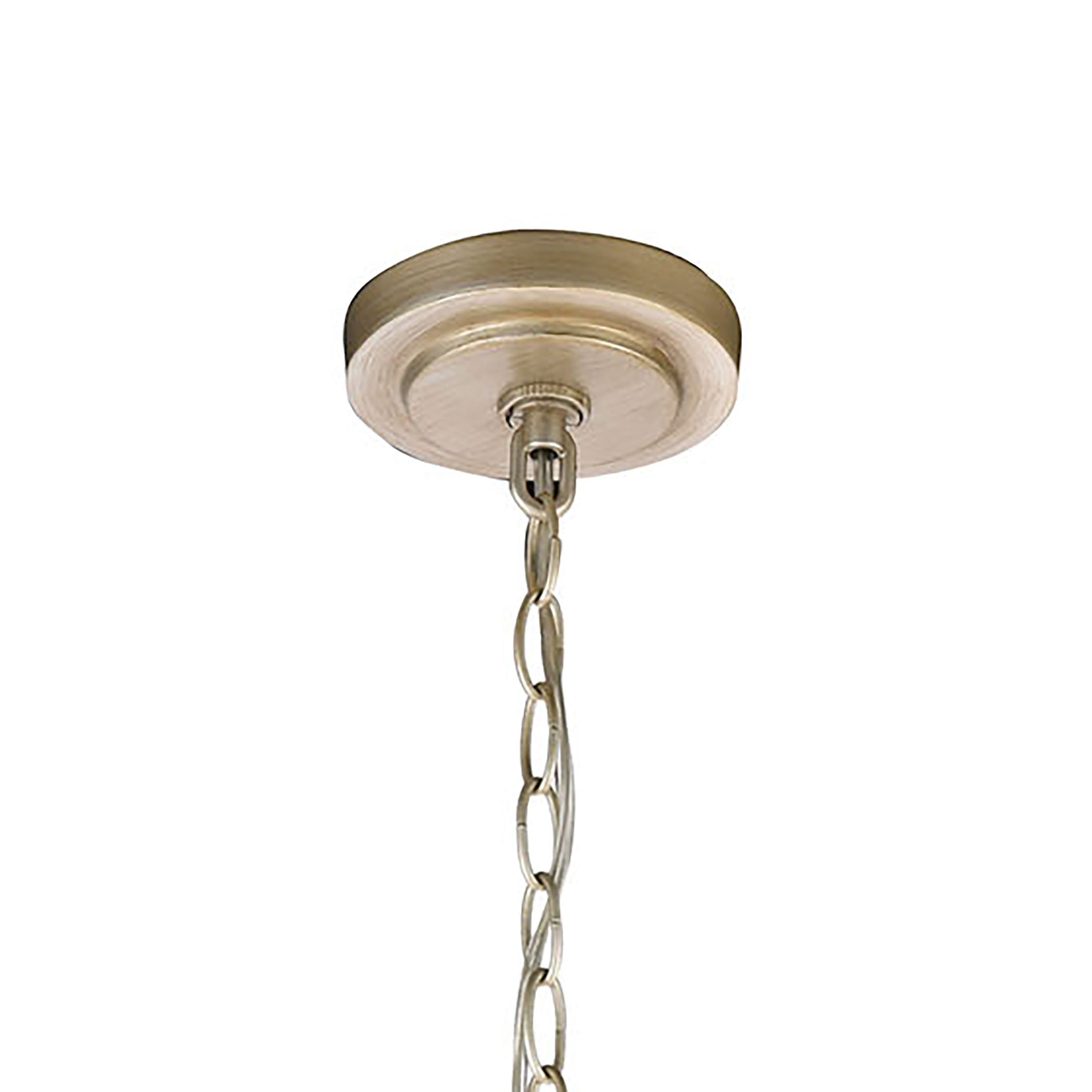 ELK Lighting 57037/4 Diffusion 4-Light Chandelier in Aged Silver with Frosted Glass Inside Silver Organza Shade