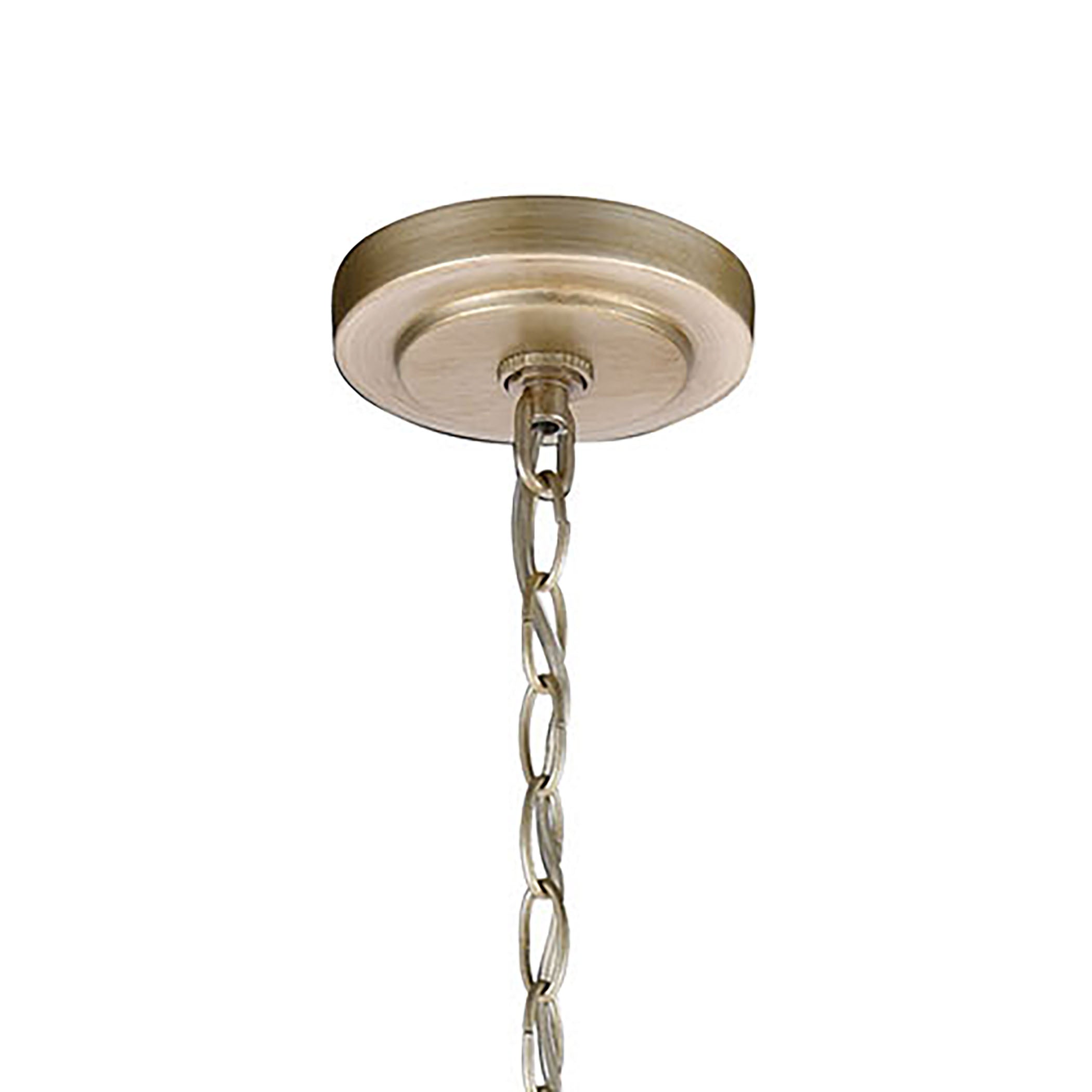 ELK Lighting 57039/4 Diffusion 4-Light Chandelier in Aged Silver with Frosted Glass Inside Silver Organza Shade