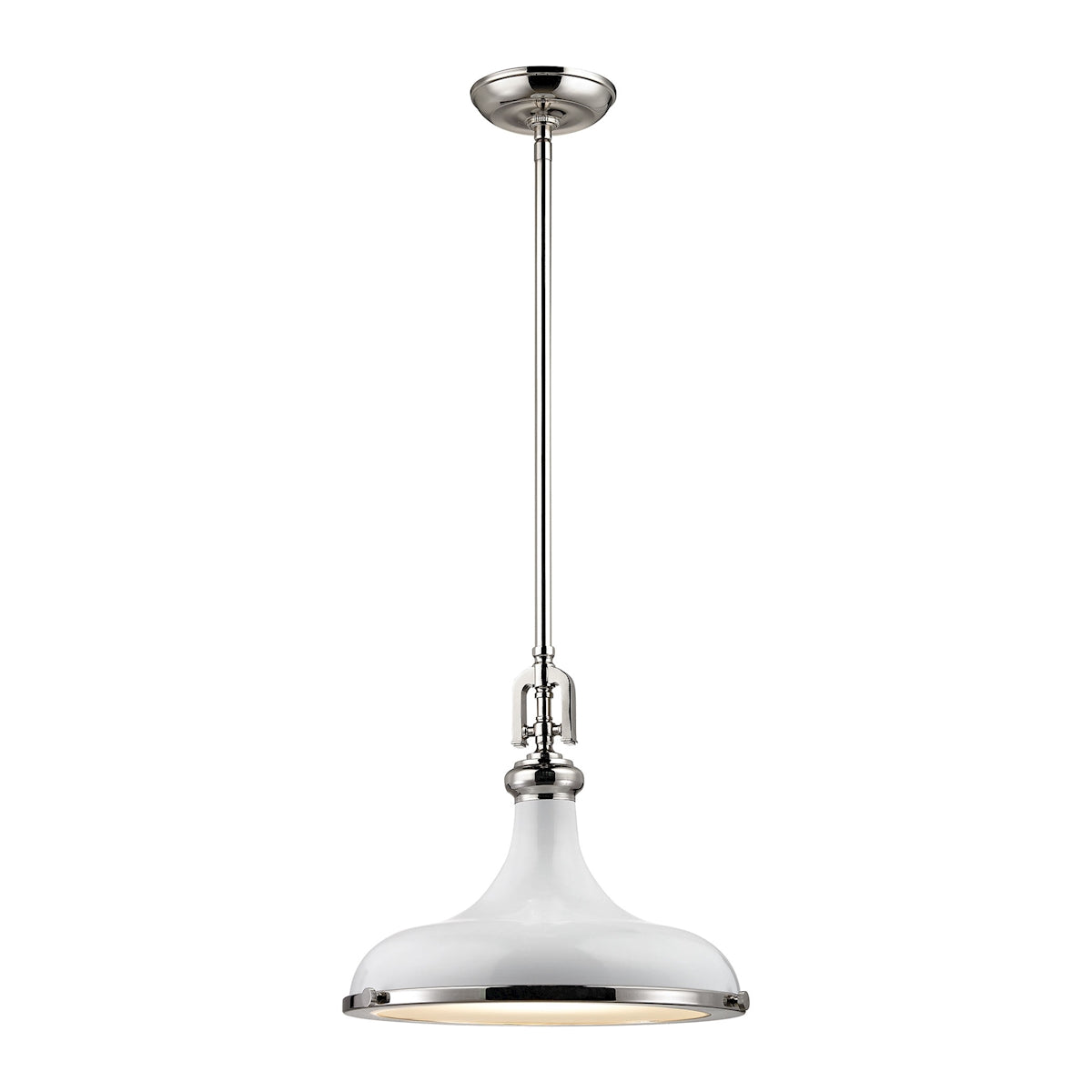 ELK Lighting 57041/1 Rutherford 1-Light Pendant in Polished Nickel with Gloss White Shade