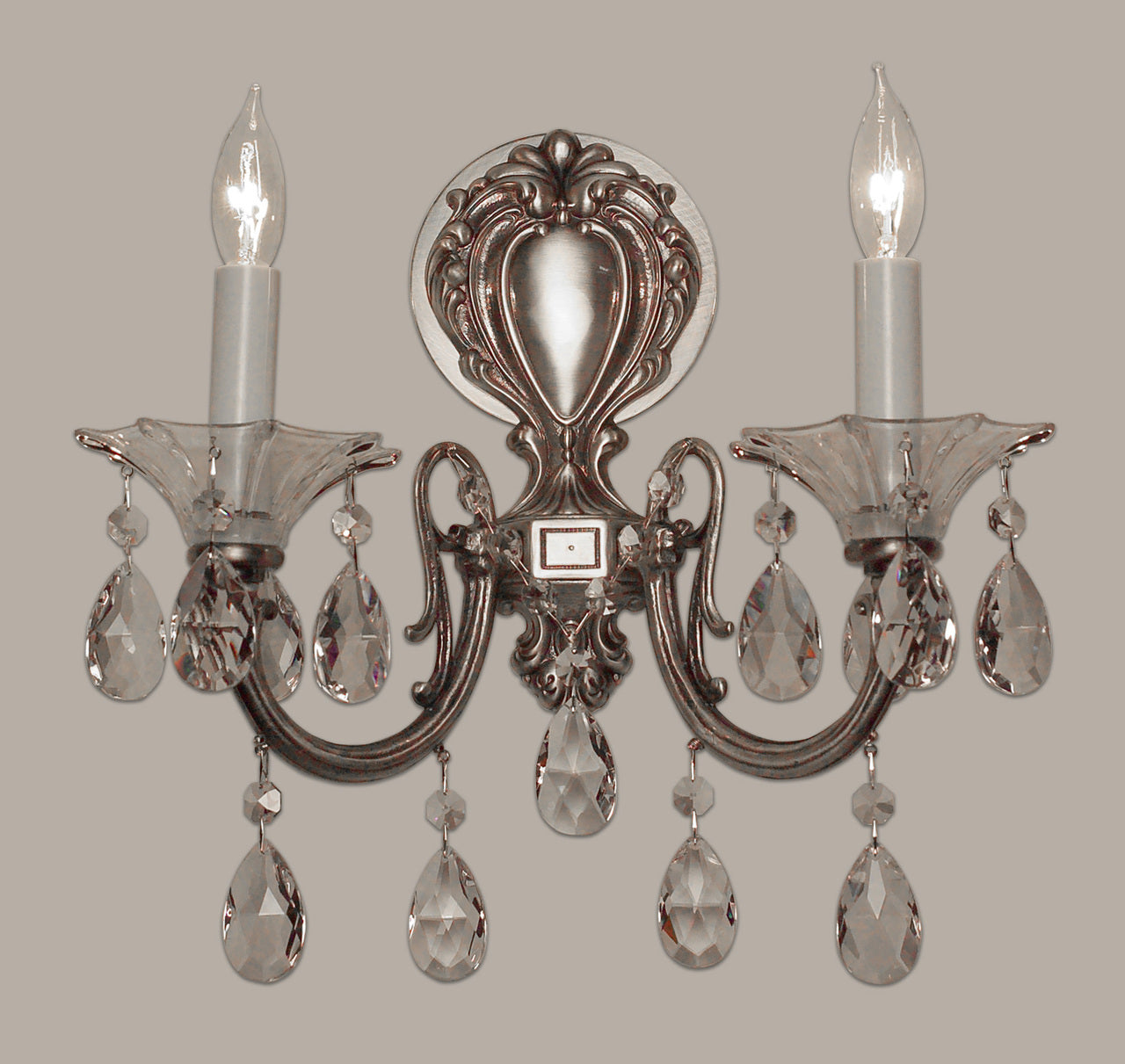 Classic Lighting 57052 MS CBK Via Lombardi Crystal Wall Sconce in Millennium Silver (Imported from Spain)
