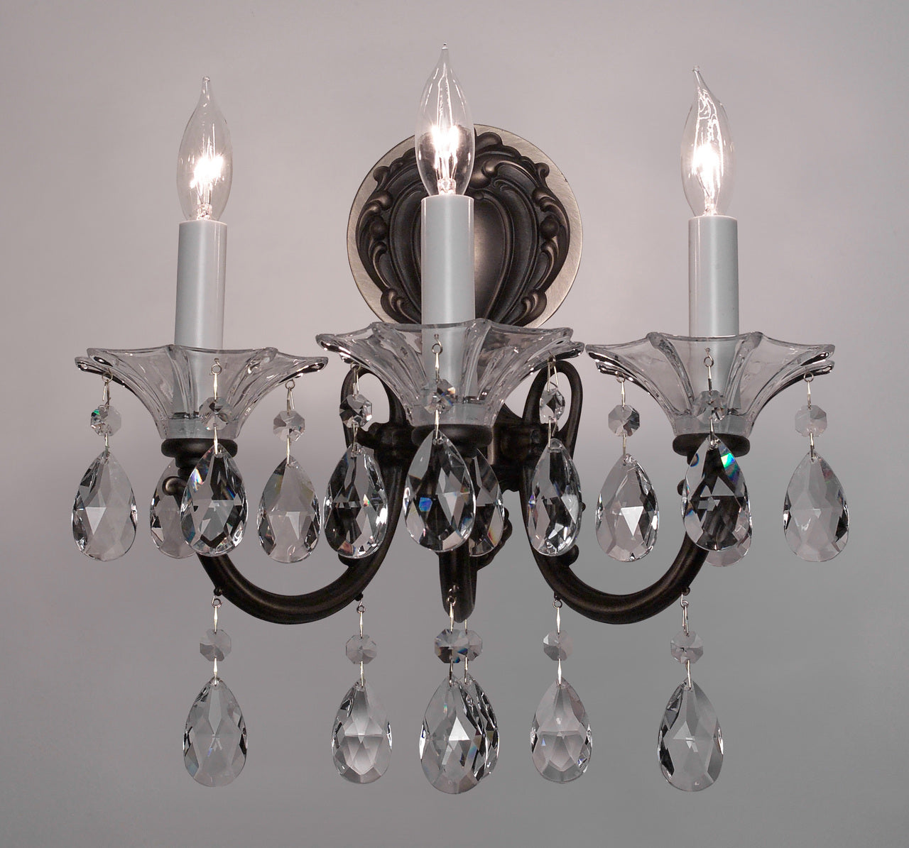 Classic Lighting 57053 SS CGT Via Lombardi Crystal Wall Sconce in Silverstone (Imported from Spain)