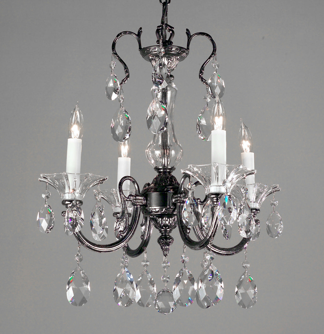 Classic Lighting 57054 EP S Via Lombardi Crystal Mini Chandelier in Ebony Pearl (Imported from Spain)