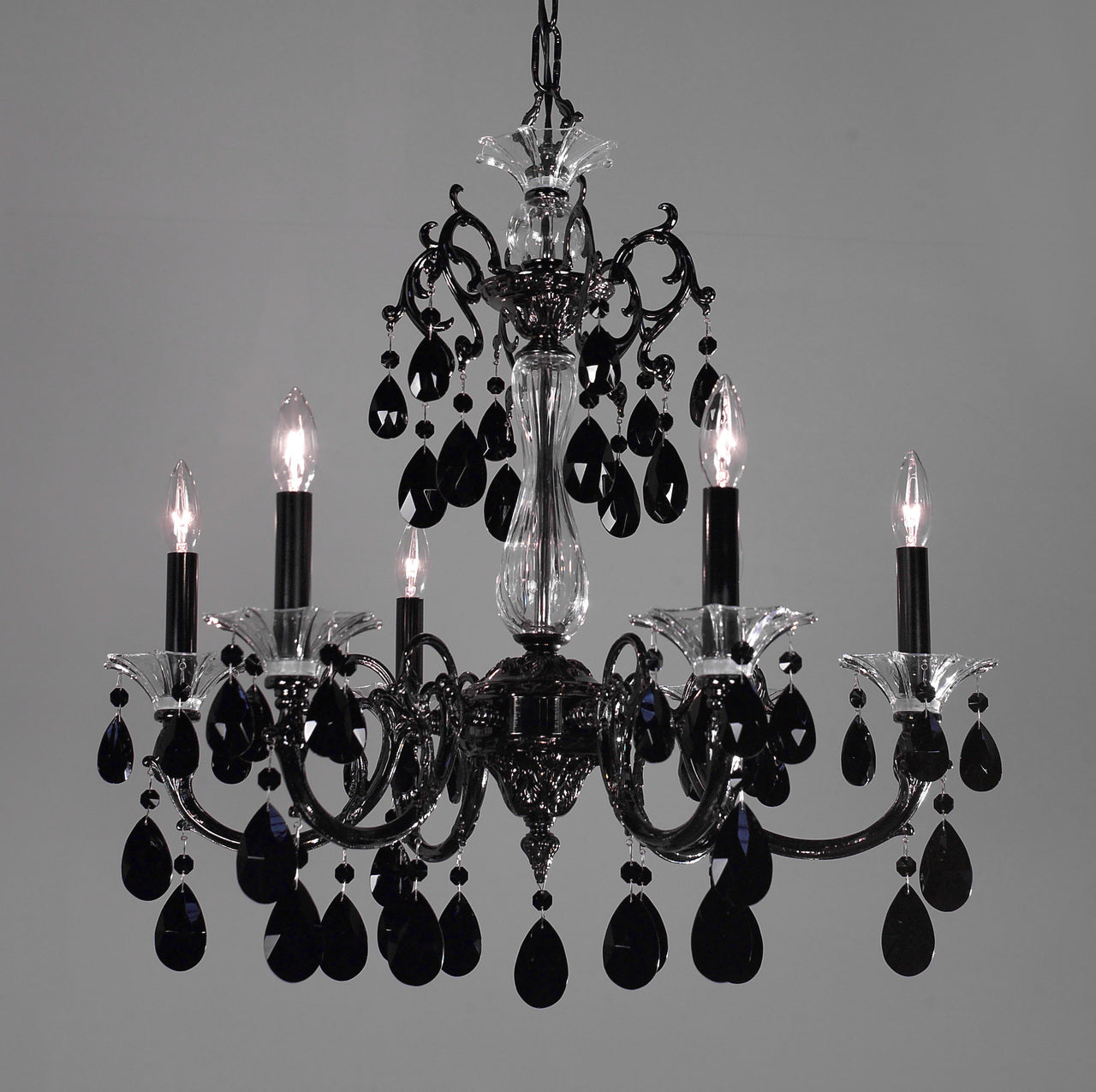 Classic Lighting 57056 EP CP Via Lombardi Crystal Chandelier in Ebony Pearl (Imported from Spain)