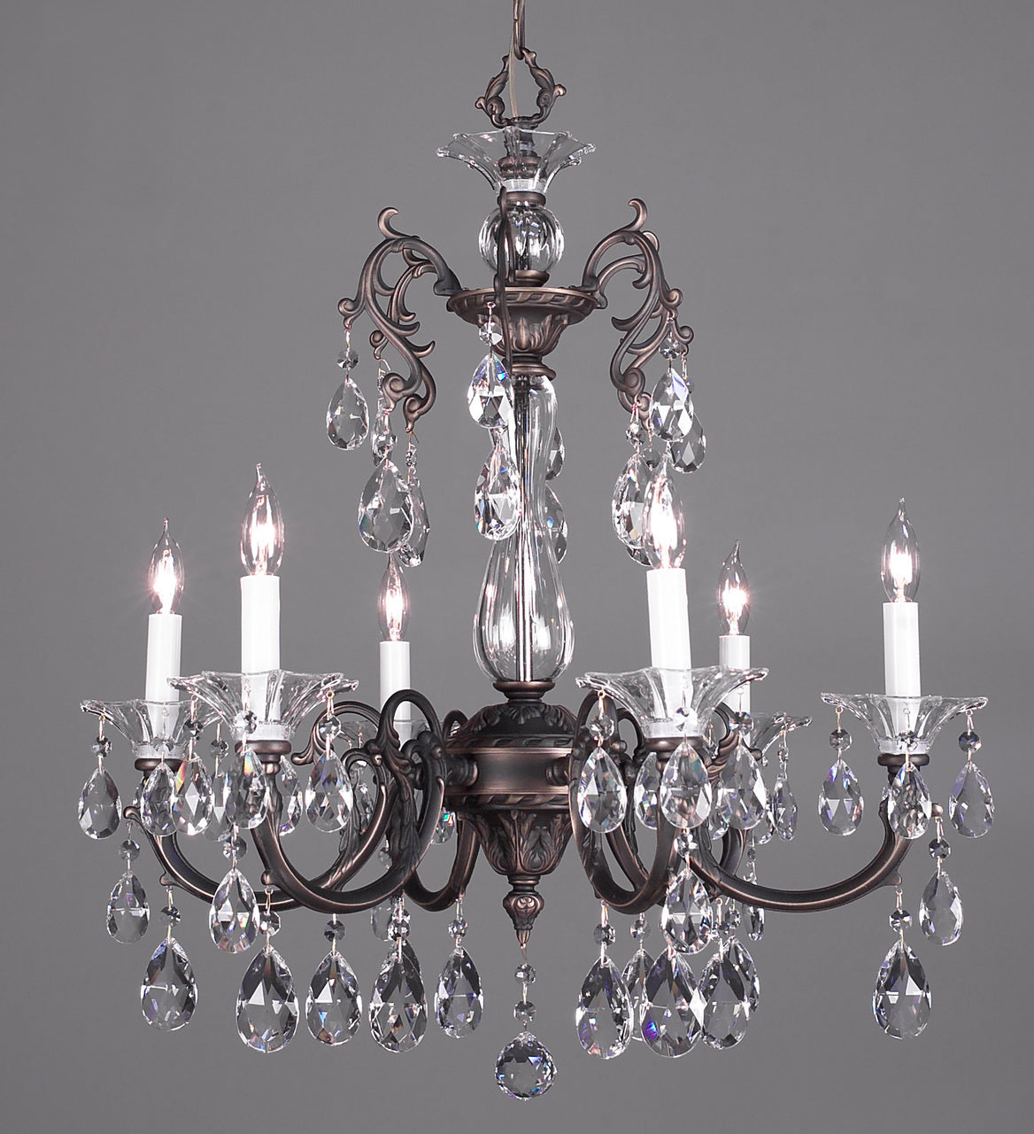 Classic Lighting 57056 SS CBK Via Lombardi Crystal Chandelier in Silverstone (Imported from Spain)