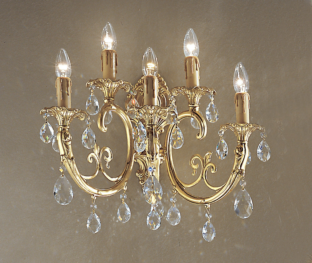 Classic Lighting 5705 SBB C Princeton Crystal/Cast Brass Wall Sconce in Satin Bronze/Brown Patina (Imported from Spain)
