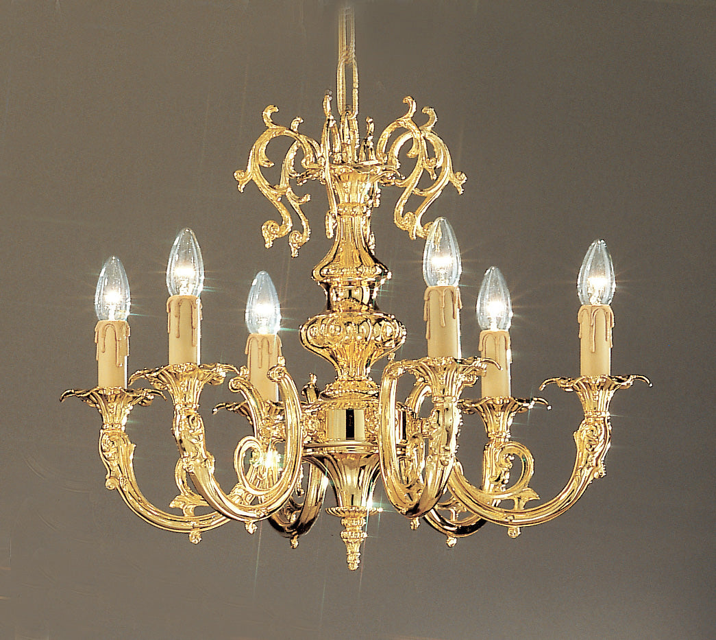 Classic Lighting 5706 G Princeton Cast Brass Chandelier in 24k Gold (Imported from Spain)