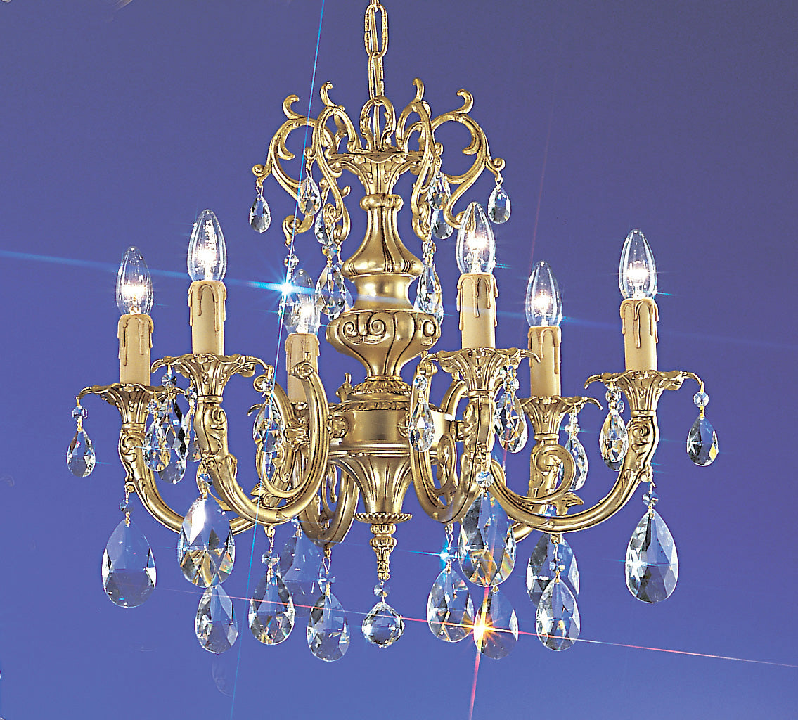 Classic Lighting 5706 SBB C Princeton Crystal/Cast Brass Chandelier in Satin Bronze/Brown Patina (Imported from Spain)