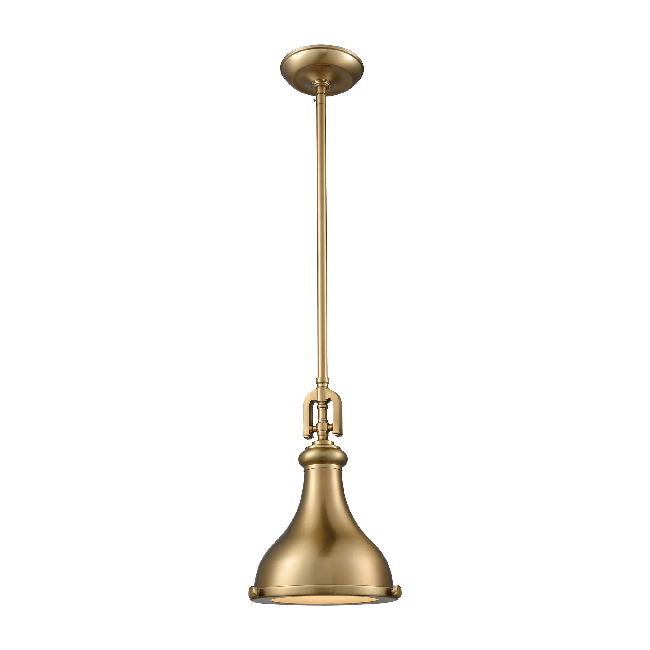 ELK Lighting 57070/1-LA Rutherford 1-Light Mini Pendant in Satin Brass with Metal Shade - Includes Recessed Adapter Kit
