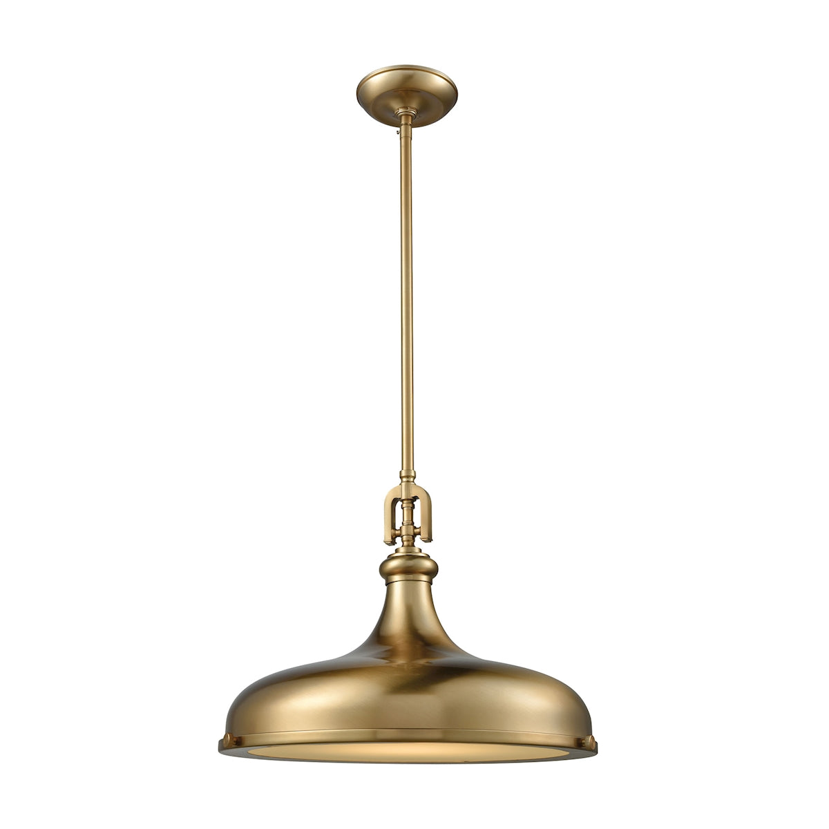 ELK Lighting 57072/1 Rutherford 1-Light Pendant in Satin Brass with Metal Shade