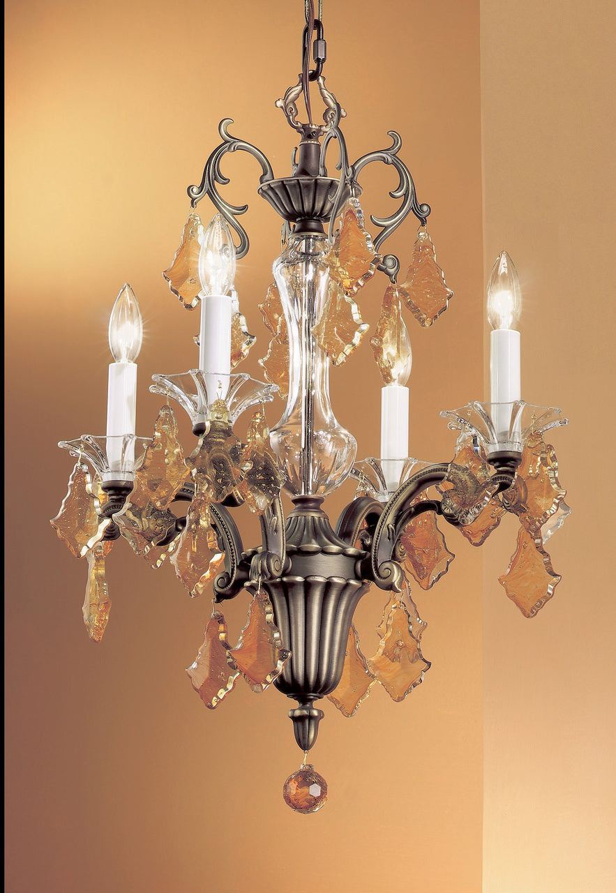 Classic Lighting 57104 RB IRC Via Firenze Crystal Mini Chandelier in Roman Bronze (Imported from Spain)
