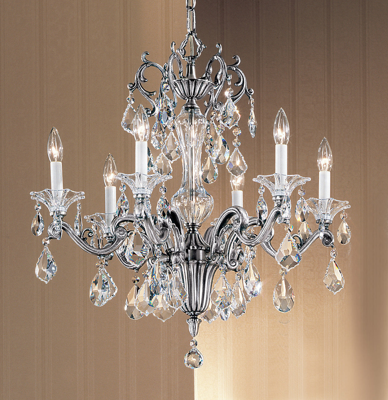 Classic Lighting 57106 MS C Via Firenze Crystal Chandelier in Millennium Silver (Imported from Spain)