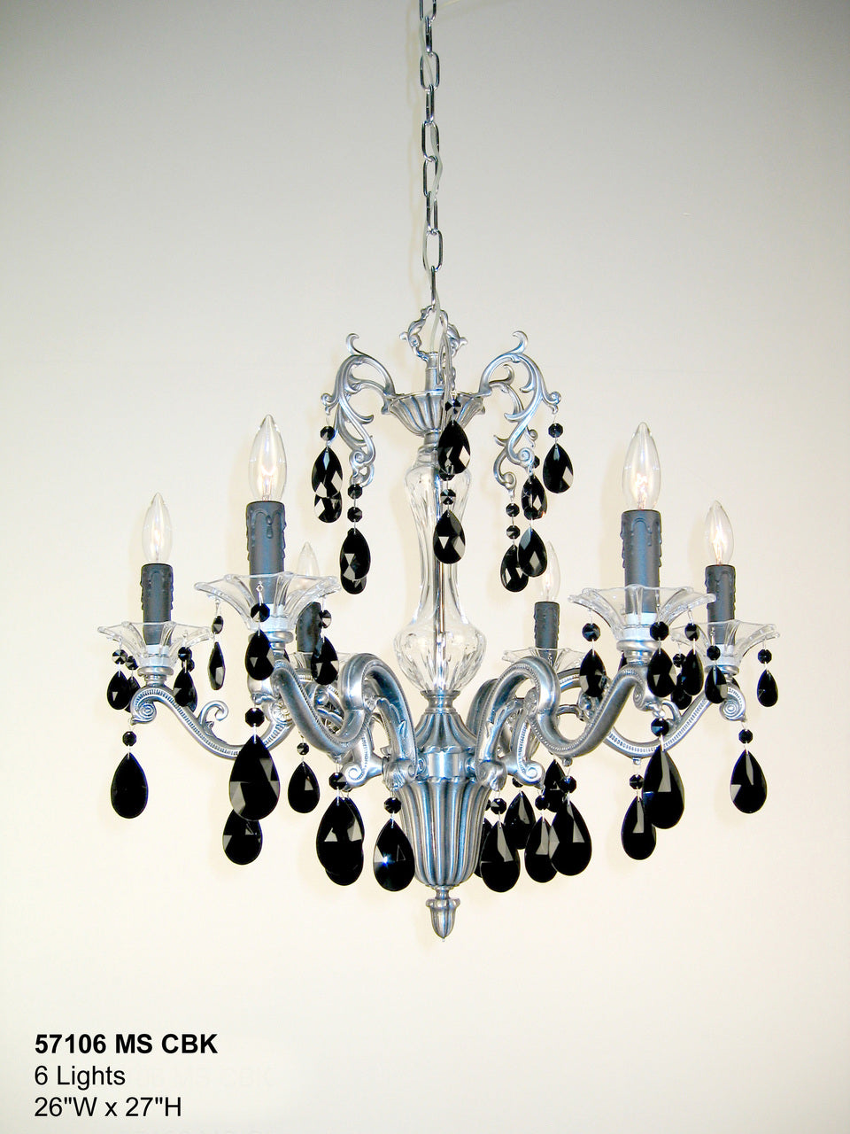 Classic Lighting 57106 MS CBK Via Firenze Crystal Chandelier in Millennium Silver (Imported from Spain)
