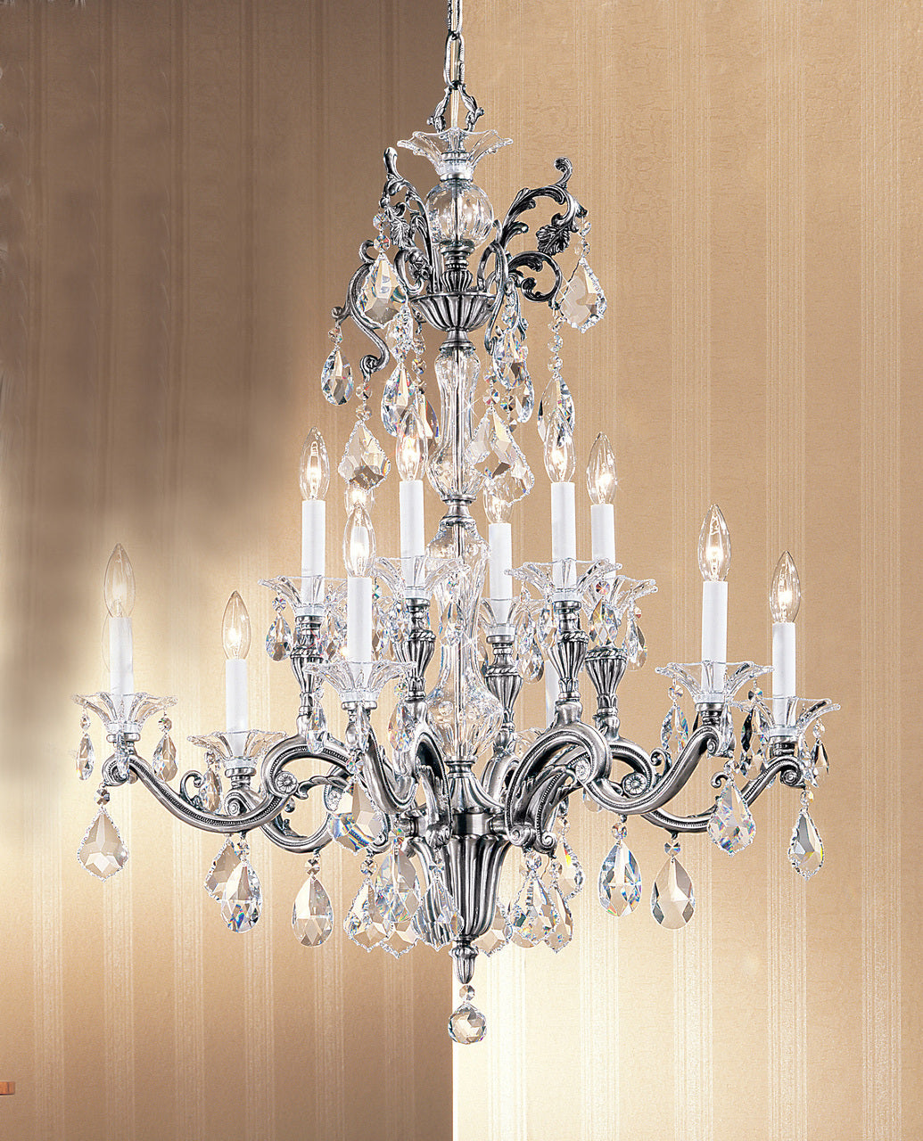 Classic Lighting 57112 MS S Via Firenze Crystal Chandelier in Millennium Silver (Imported from Spain)