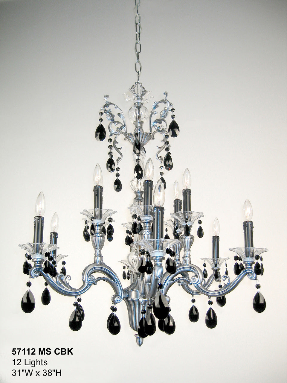 Classic Lighting 57112 MS CBK Via Firenze Crystal Chandelier in Millennium Silver (Imported from Spain)