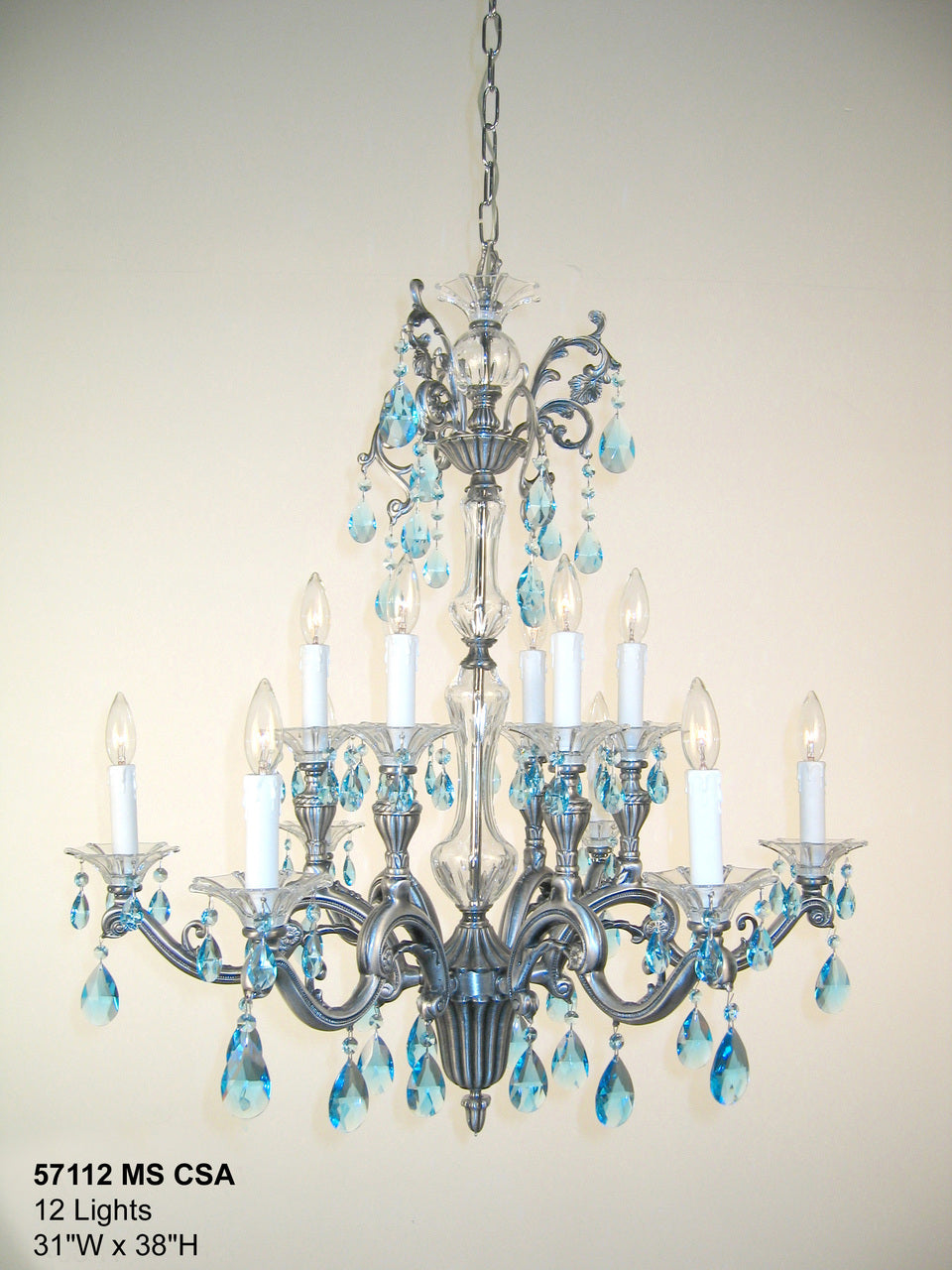 Classic Lighting 57112 MS CSA Via Firenze Crystal Chandelier in Millennium Silver (Imported from Spain)