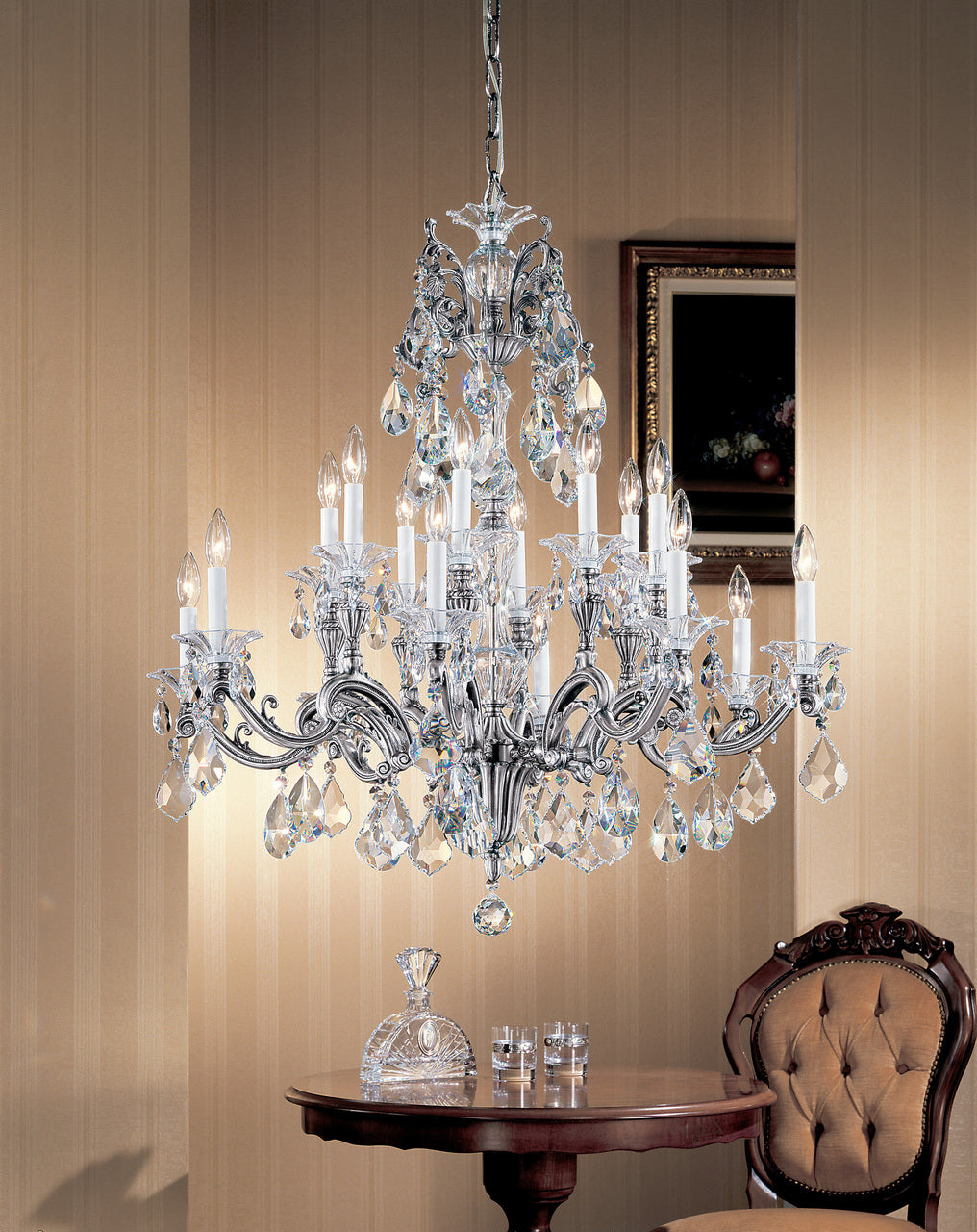 Classic Lighting 57116 MS SJT Via Firenze Crystal Chandelier in Millennium Silver (Imported from Spain)