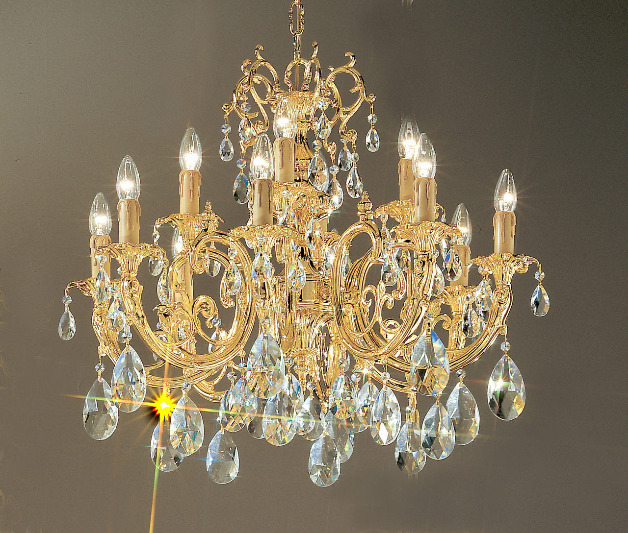 Classic Lighting 5712 G S Princeton Crystal/Cast Brass Chandelier in 24k Gold (Imported from Spain)