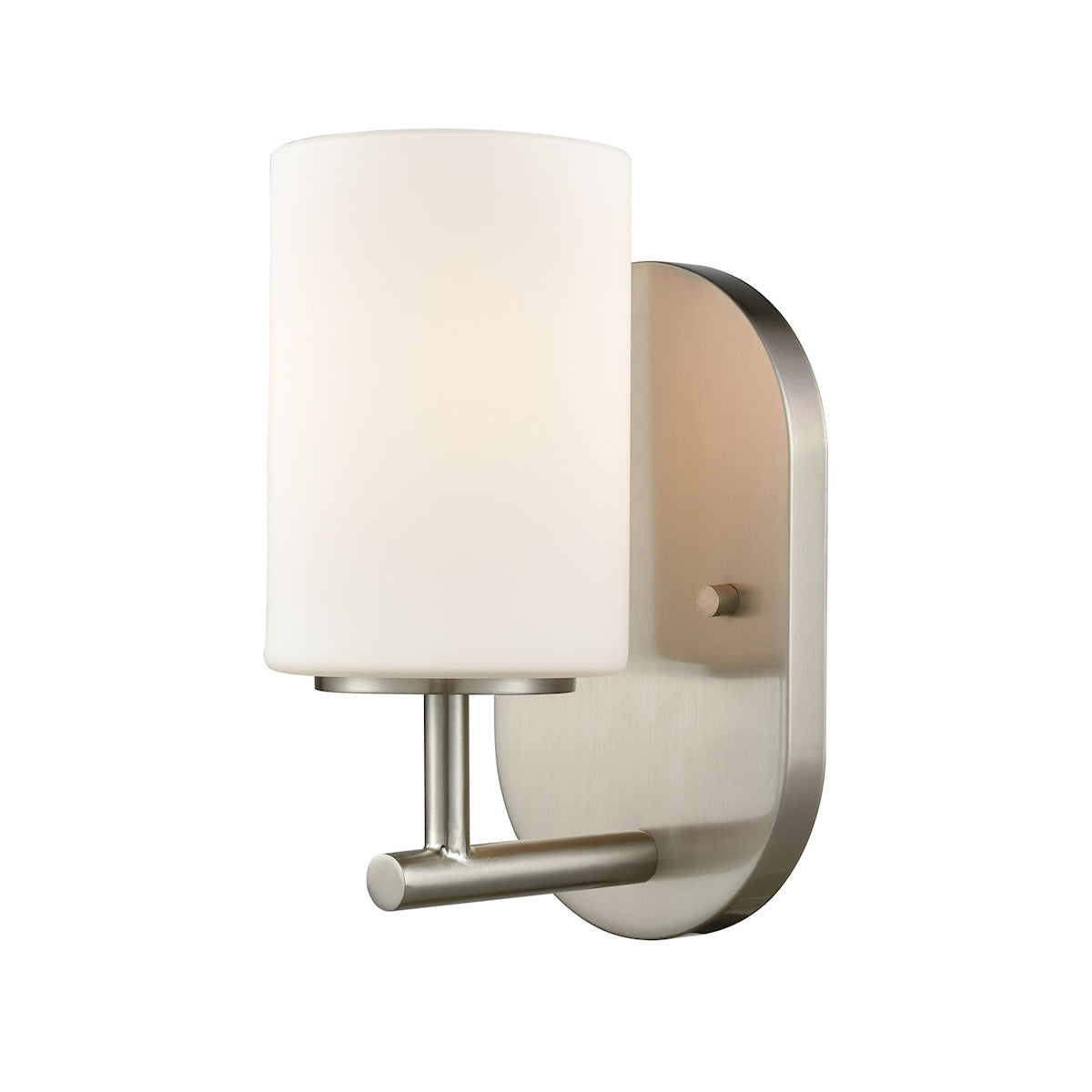 ELK Lighting 57130/1 Pemlico 1-Light Vanity Lamp in Satin Nickel with White Glass