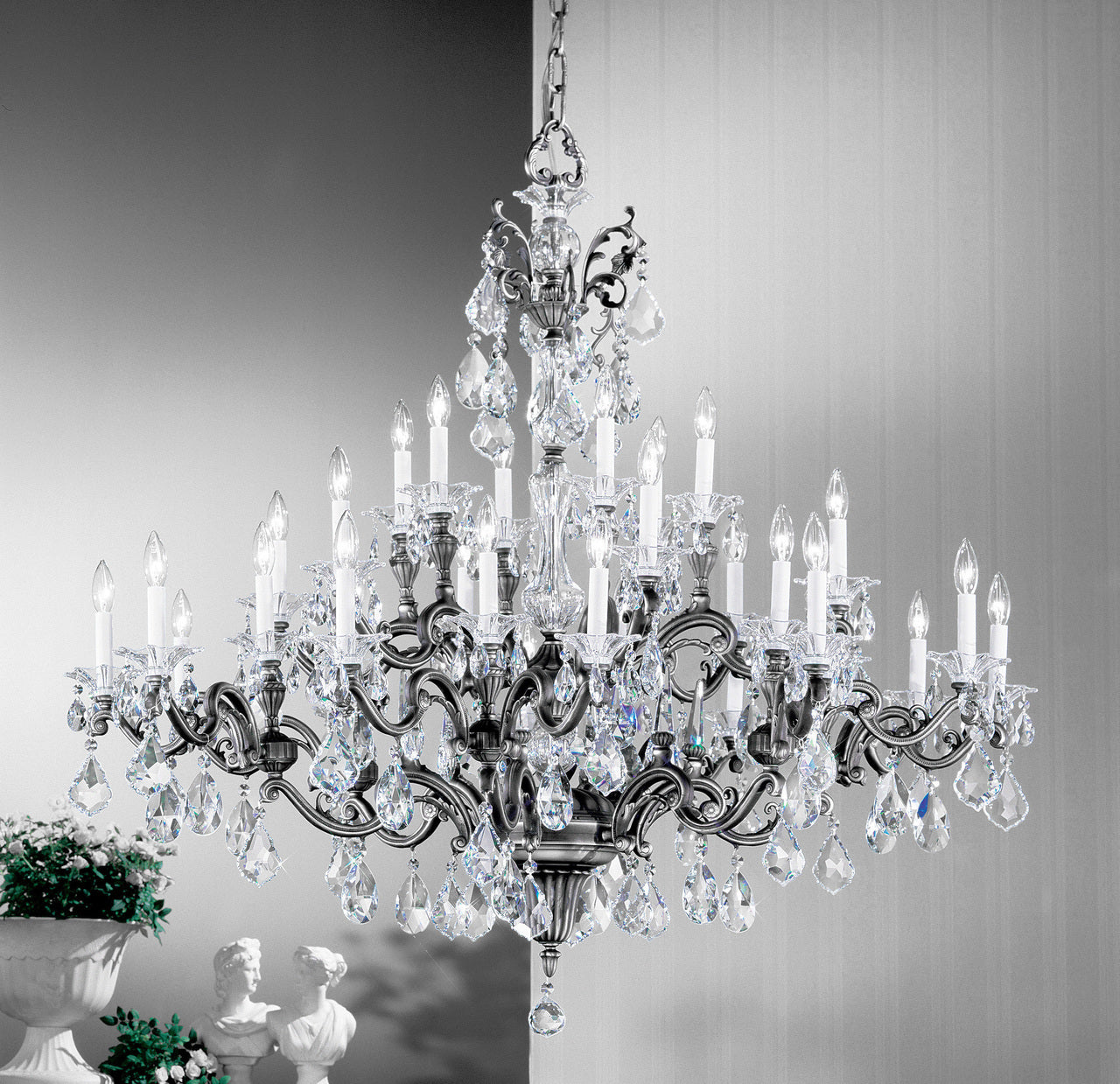 Classic Lighting 57130 MS S Via Firenze Crystal Chandelier in Millennium Silver (Imported from Spain)