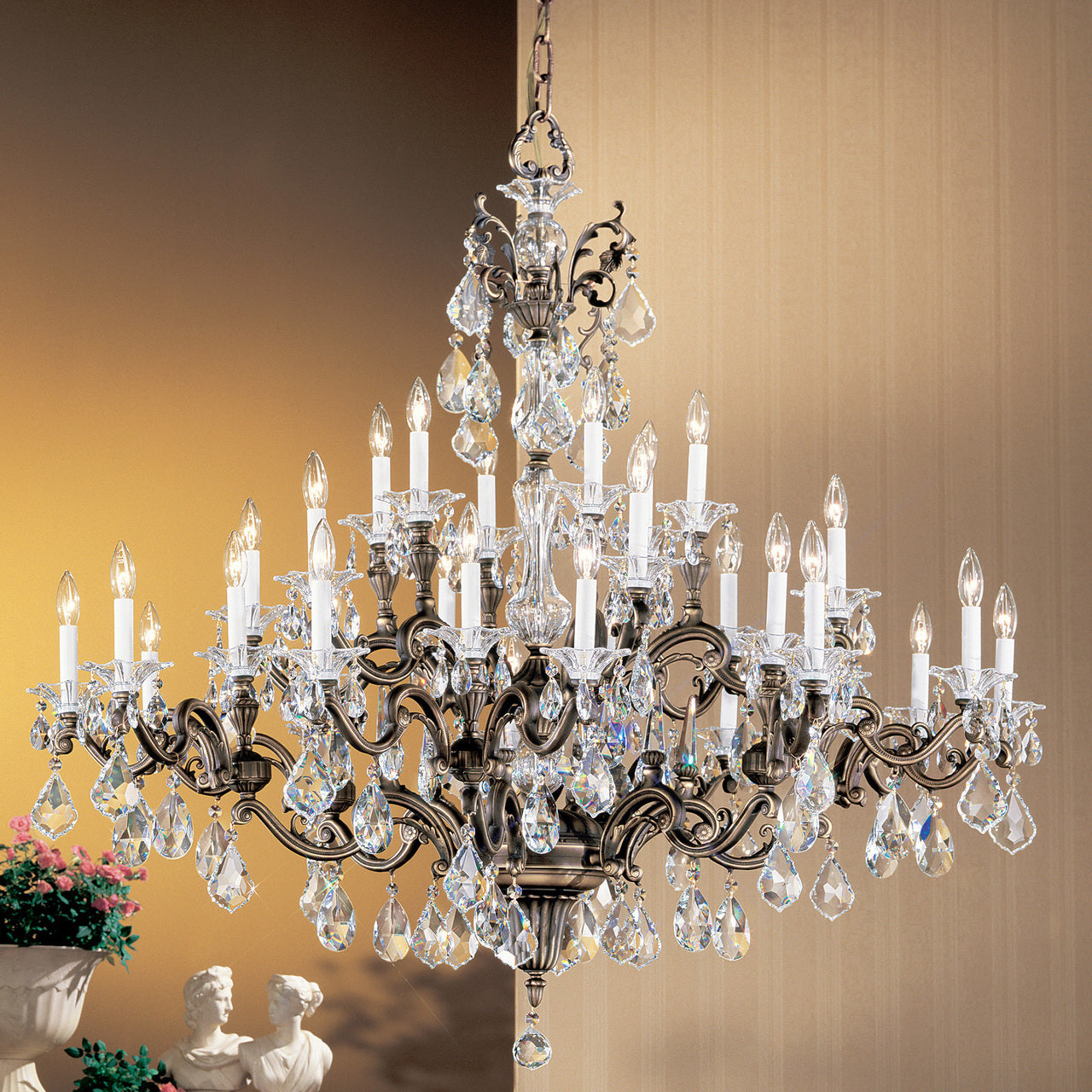 Classic Lighting 57130 RB SGT Via Firenze Crystal Chandelier in Roman Bronze (Imported from Spain)