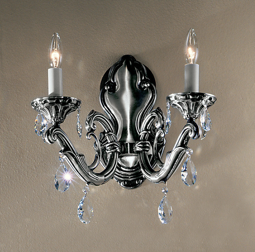 Classic Lighting 57202 MS C Princeton II Crystal Wall Sconce in Millennium Silver (Imported from Spain)