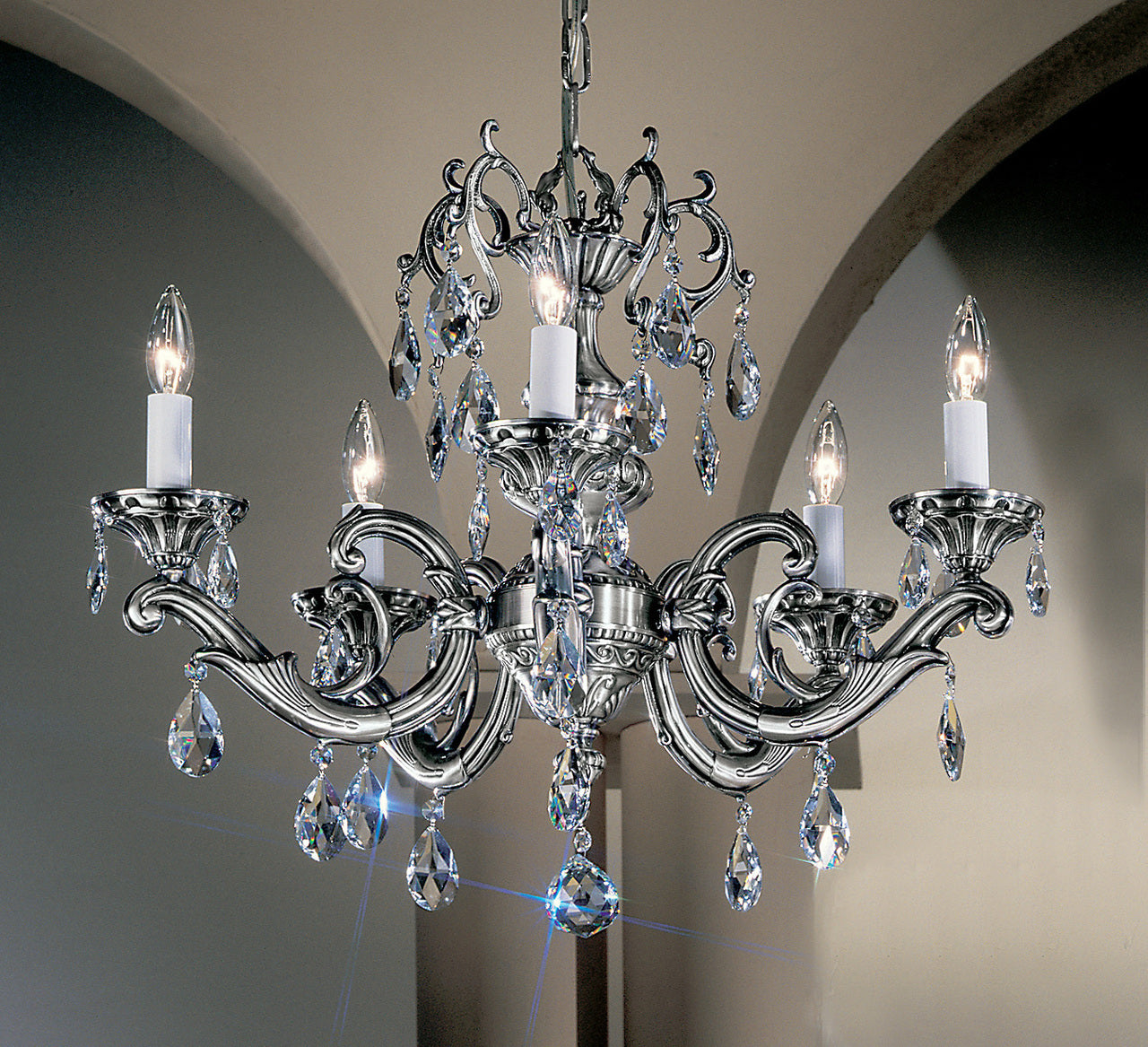 Classic Lighting 57205 MS S Princeton II Crystal Chandelier in Millennium Silver (Imported from Spain)