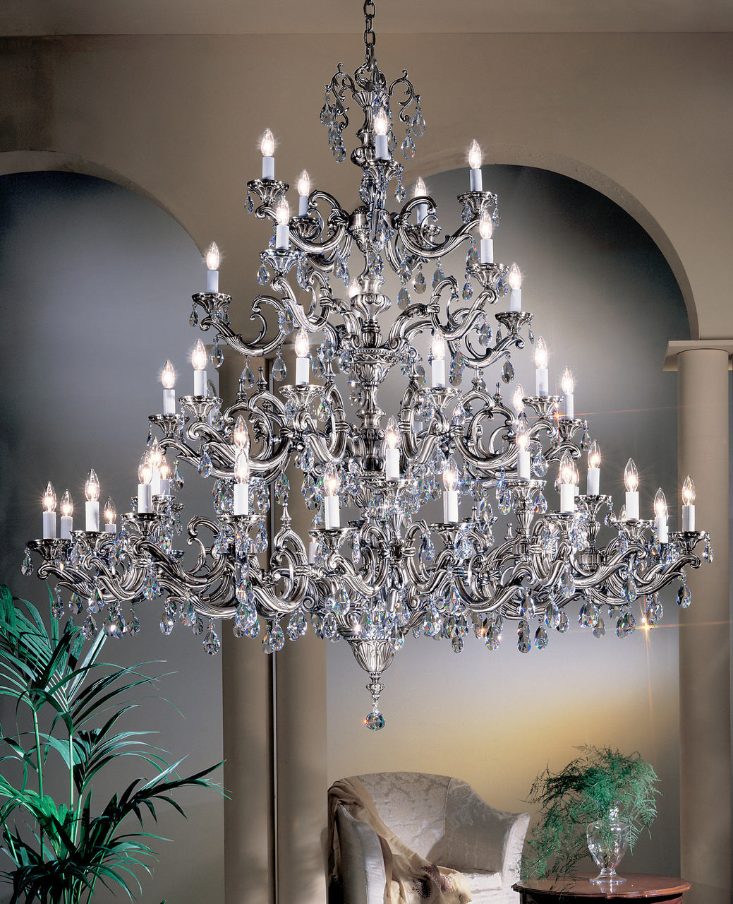 Classic Lighting 57250 MS Princeton II Cast Brass Chandelier in Millennium Silver (Imported from Spain)