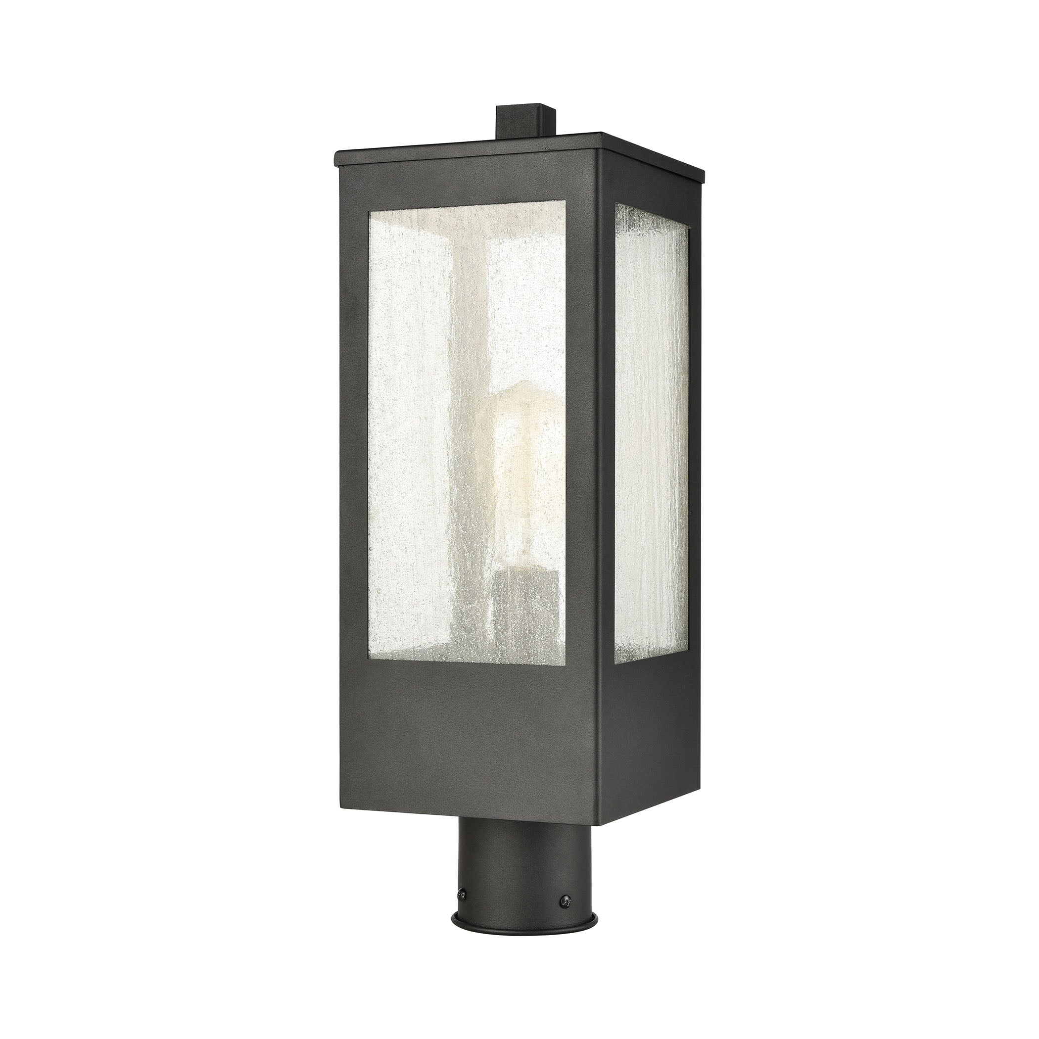 ELK Lighting 57304/1 Angus 1-Light Outdoor Post Mount in Charcoal with Seedy Glass Enclosure