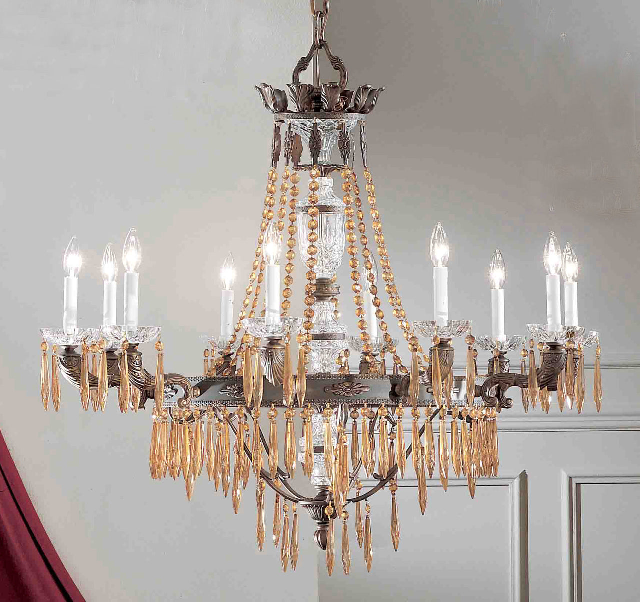 Classic Lighting 57310 AGB AI Duchess Crystal Chandelier in Aged Bronze (Imported from Spain)