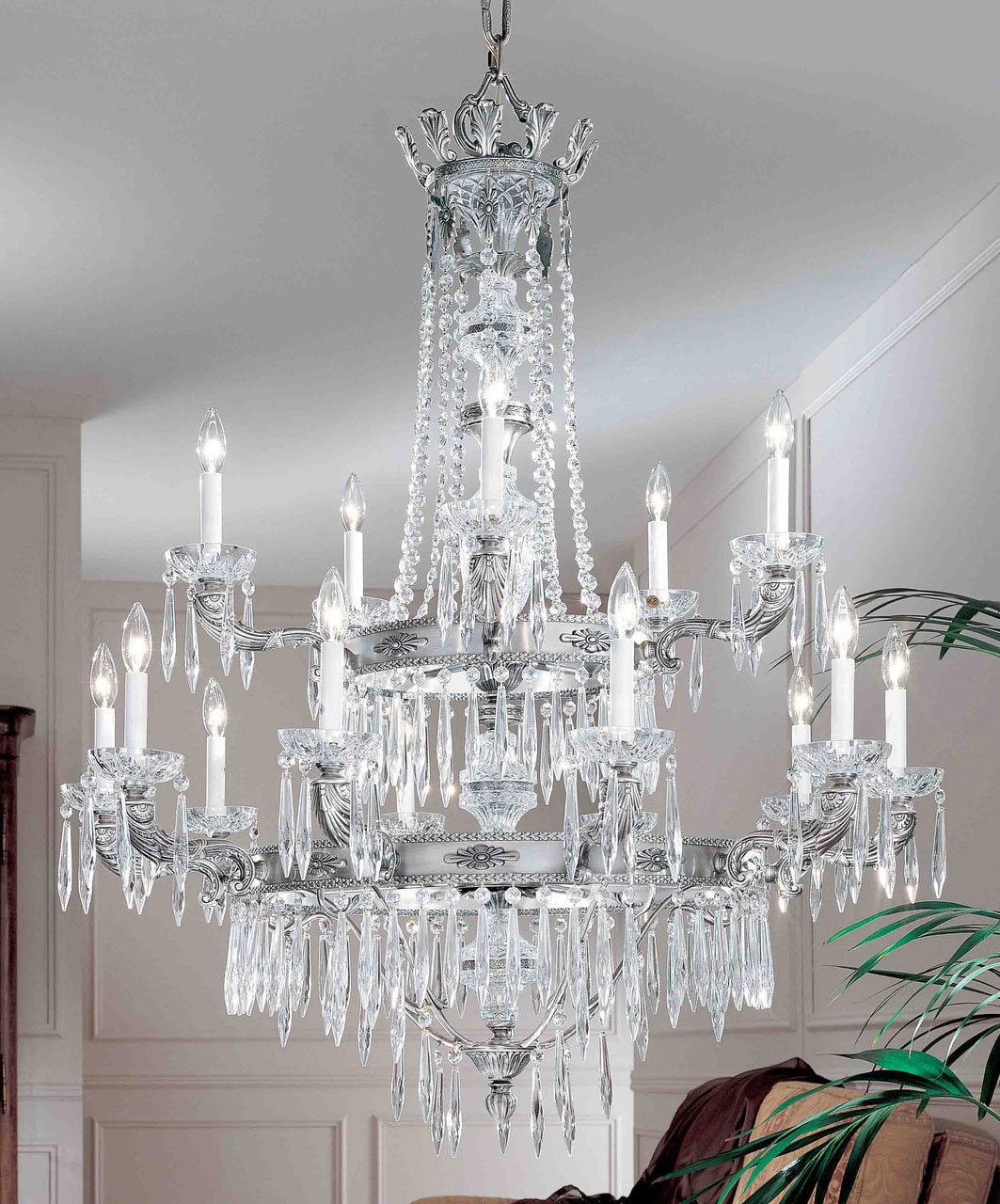 Classic Lighting 57313 MS I Duchess Crystal Flushmount in Millennium Silver (Imported from Spain)