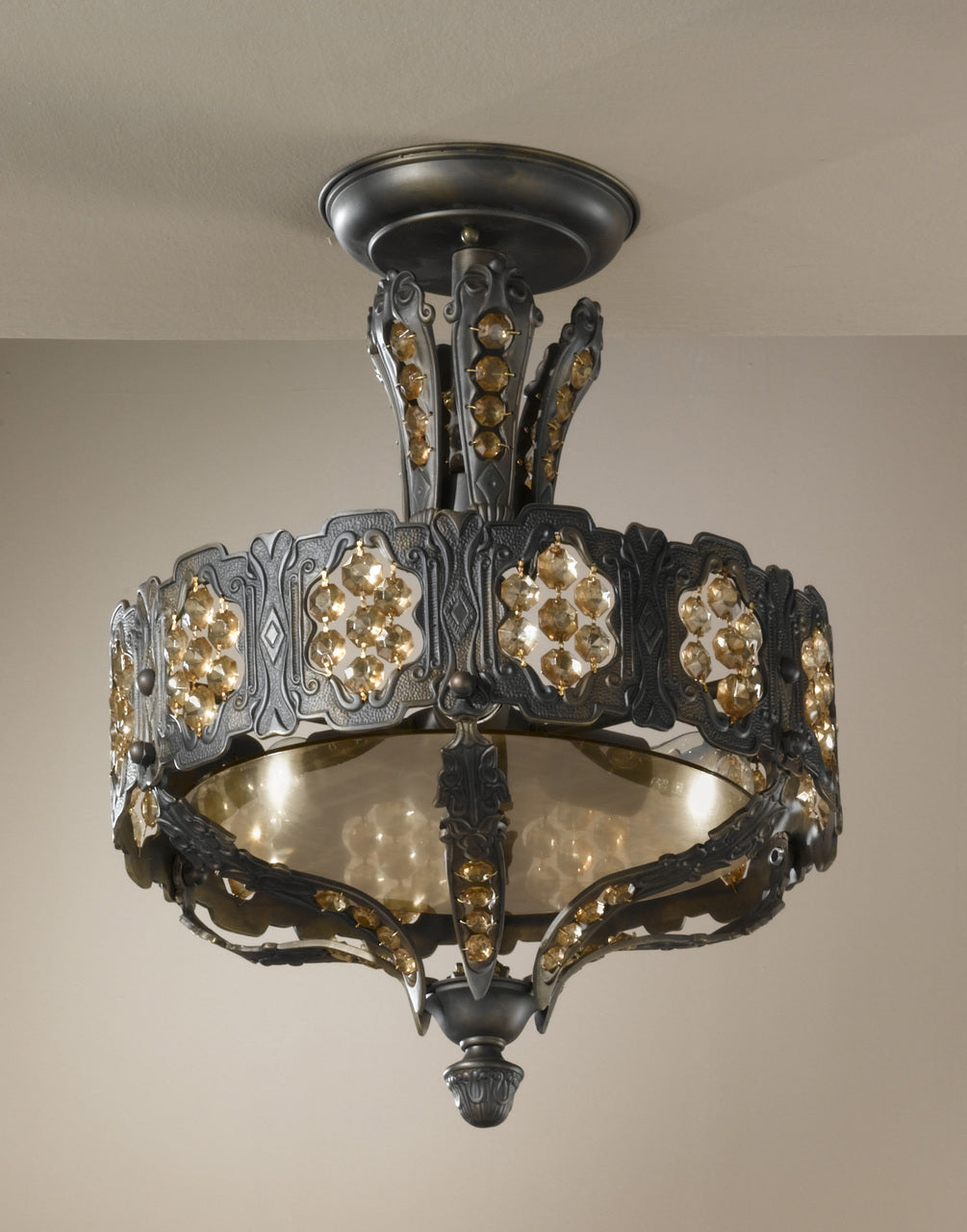 Classic Lighting 57330 AGB AI Castillio de Bronce Cast Brass Flushmount in Aged Bronze (Imported from Spain)