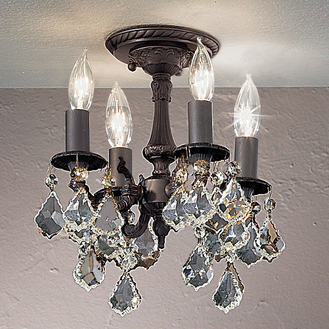 Classic Lighting 57345 AGB CBK Majestic Crystal Flushmount in Aged Bronze (Imported from Spain)
