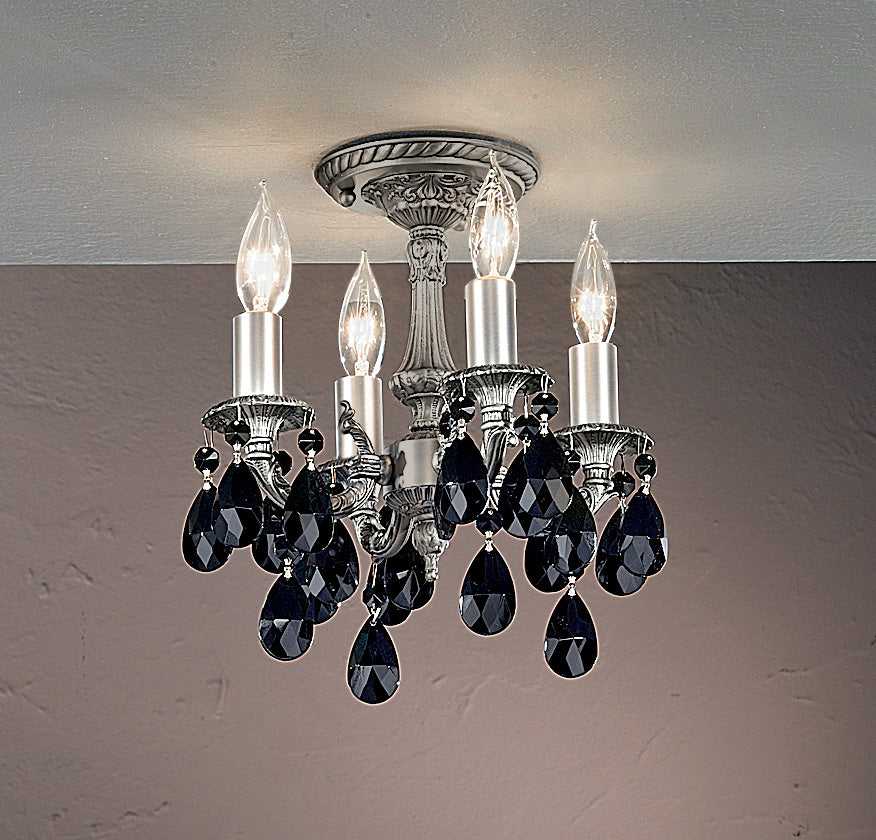 Classic Lighting 57345 AGP CBK Majestic Crystal Flushmount in Aged Pewter (Imported from Spain)